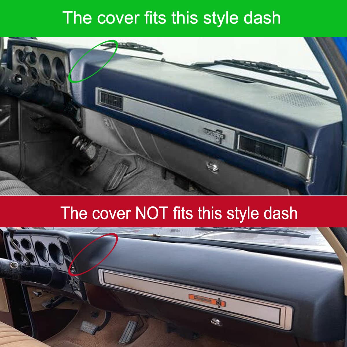 Dash Cover Mat Custom Fit For 1981-1991 Chevrolet Chevy C/K/R/V Series Suburban Blazer,Gmc C/K/R/V Series Jimmy,Dashboard Cover