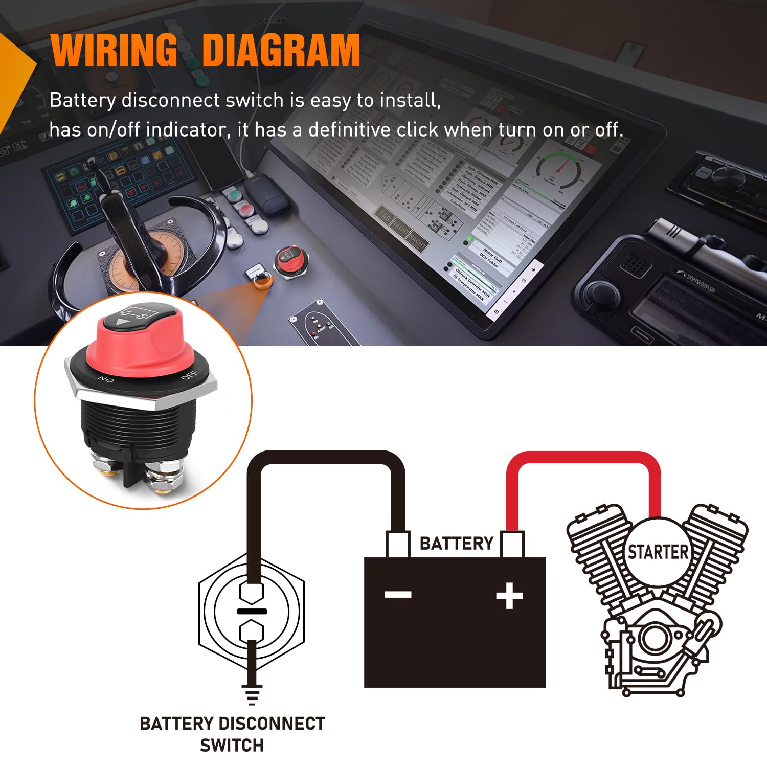Nilight Battery Disconnect Switch 200A Master Disconnect Isolator 12V-48V On Off Power Cutoff Switch Waterproof Heavy Duty For M