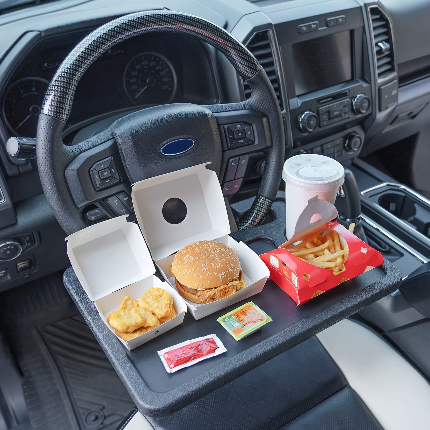 Auto Car Steering Wheel Tray For Ford F150 F250 F350 Transit Ranger Bronco Explorer Fusion Mustang Truck Accessories 2004-2024,For Laptop, Tablet, Ipad Or Notebook Car Travel Table