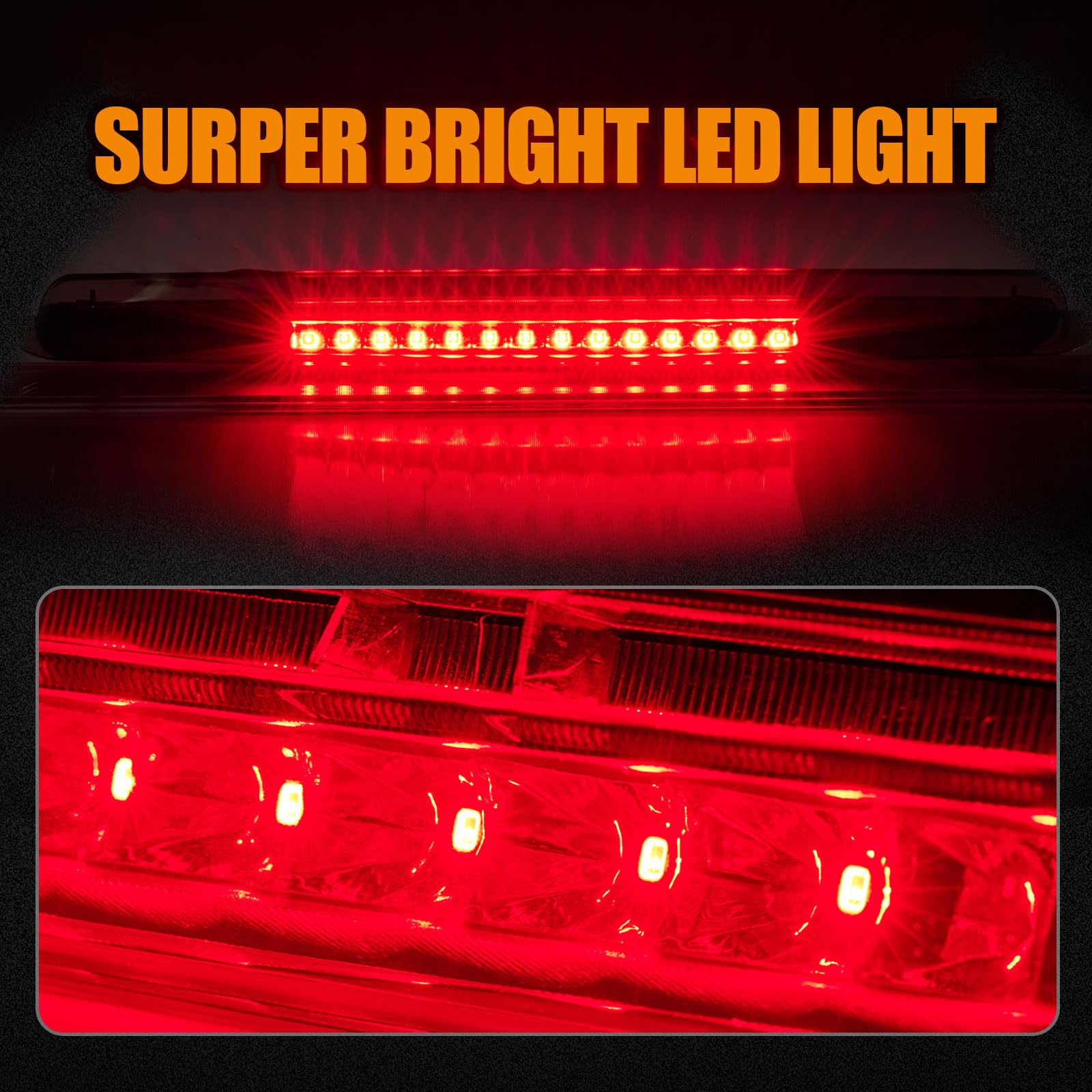 Cxdar Third 3Rd Brake Light Led For 2005-2010 Scion Tc, High Mount Rear Brake Lights Assembly For 05-10 Scion Tc, Waterproof Cen