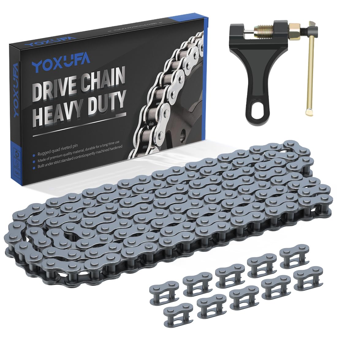 Yoxufa 420 Drive Roller Chain 132 Links Breaker Heavy Duty For 50 70 90 110 125Cc Ssr Taotao Coolster Apollo Baja Kazuma Chinese