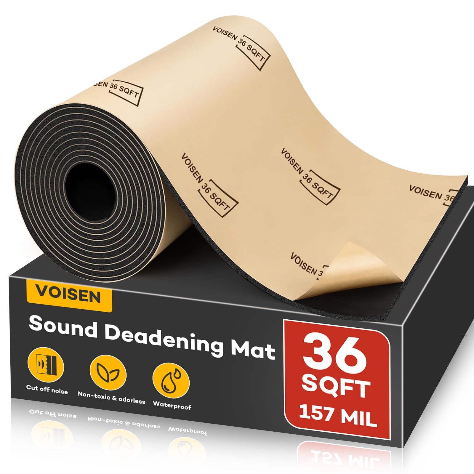VOISEN Sound Deading Material for Cars, 157 MIL (4 mm) 36 sqft Sound Deadening Mat,Sound Deadening,Car Sound Deadening Closed Ce