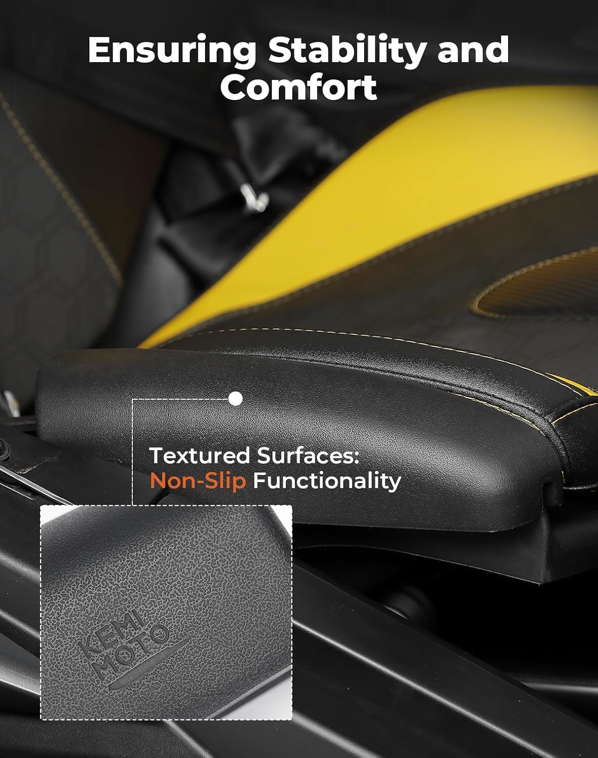 KEMIMOTO Seat Side Pad Assembly for Can-Am Maverick X3 MAX & R, PU Foam Cushion, Black, Thigh Protection, B0109-03304-BK-M, 2
