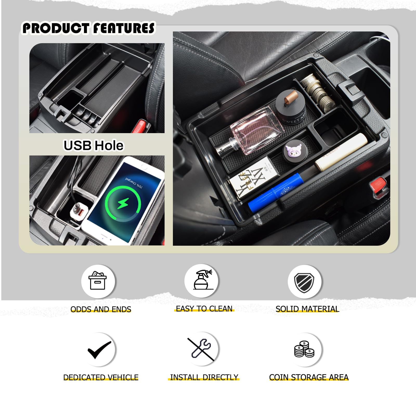 HGWEI Center Console Organizer Tray Compatible with Nissan Rogue 2014-2020 / Rogue Sport 2017-2022 / Murano 2015-2024 Interior A
