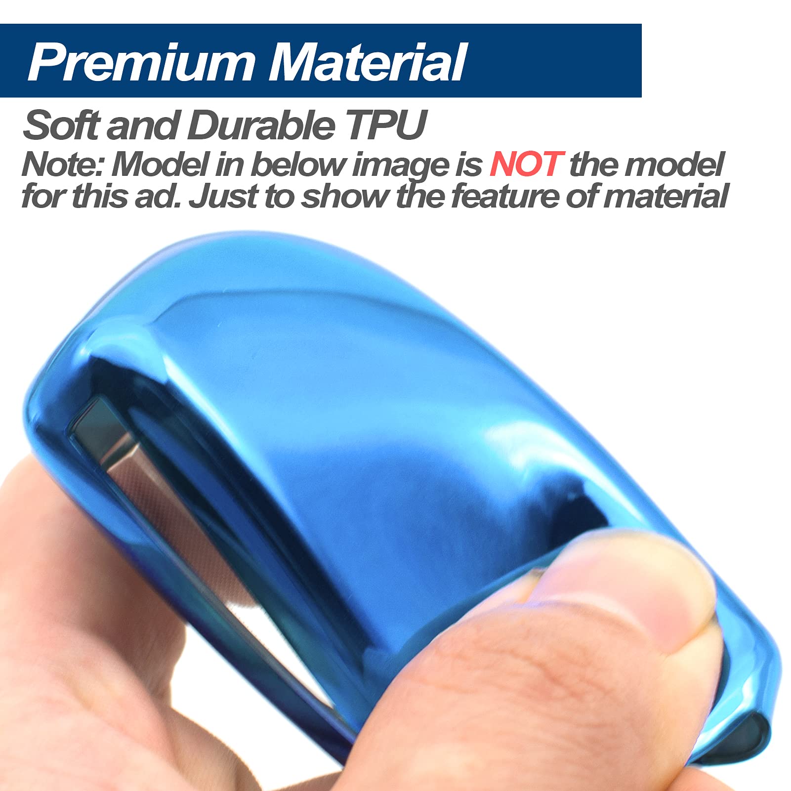 INFIPAR Key Fob Cover Case for Mercedes Benz - TPU, Universal Size, Blue, Model IP1422, with Key Chain