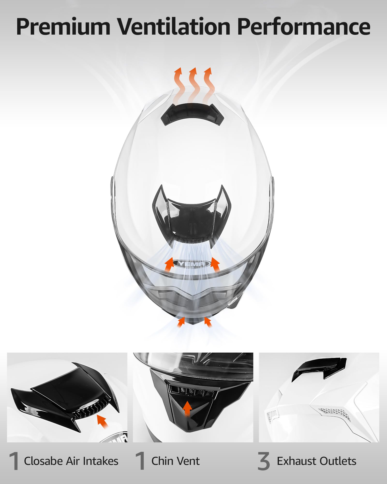 YEMA Modular Motorcycle Helmets, DOT Approved Full Face Motorcycle Helmet with Flip Up Dual Visor, Helmets for Adults Motorcycle