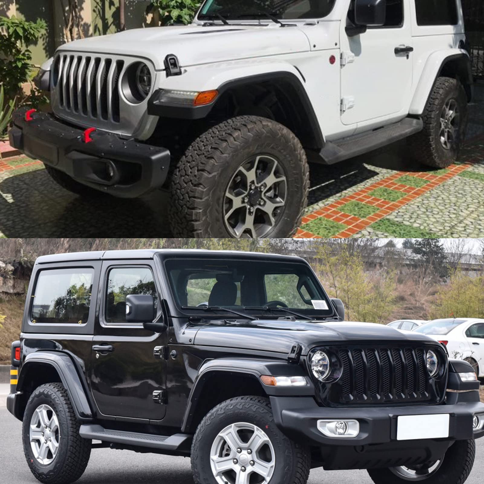 GaeaAuto Running Boards Drop Side Steps for 2018-2024 Jeep Wrangler JL 2 Door, Black, ABS Plastic and Steel
