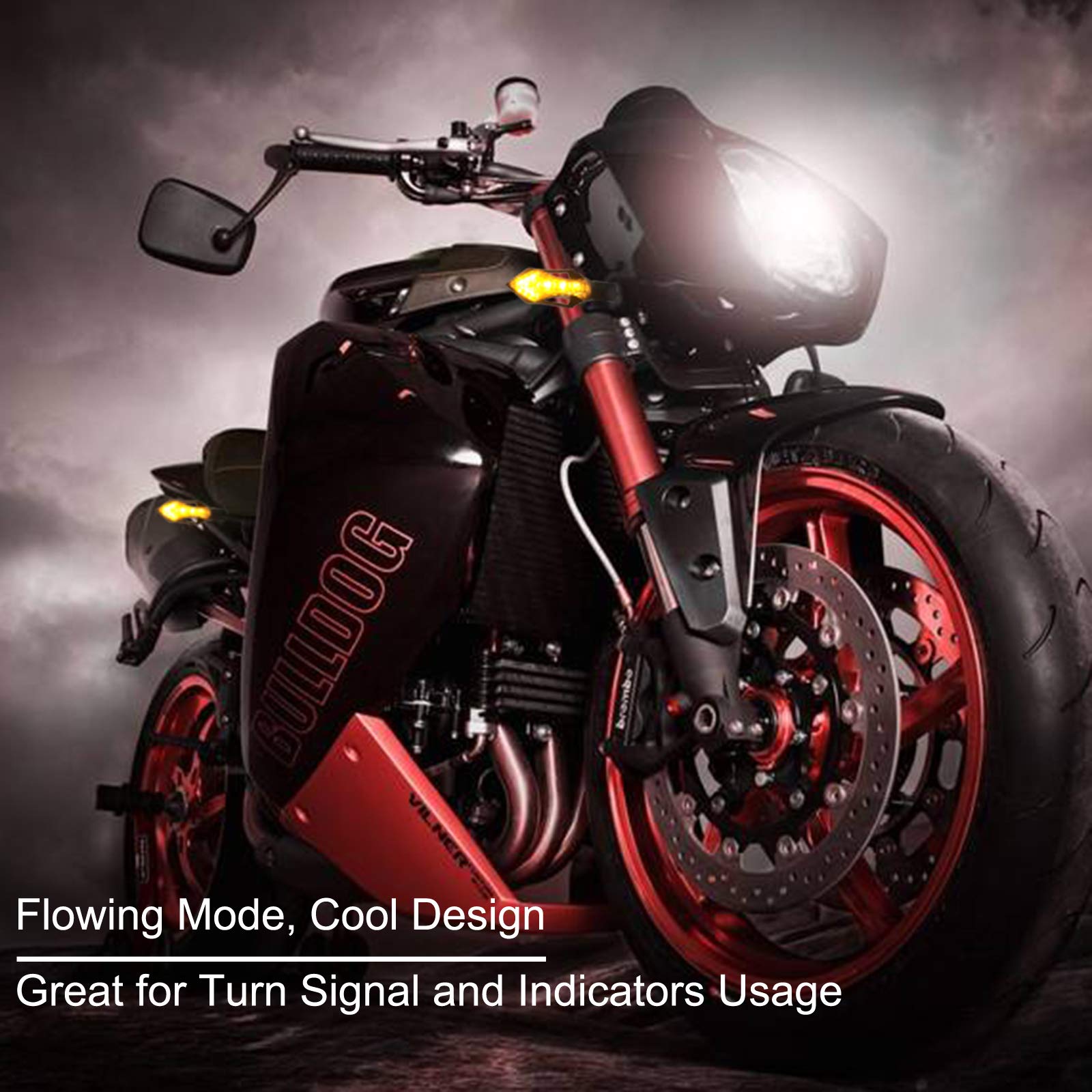 Kinstecks 4Pcs Motorcycle Indicators Flowing Motorcycle Turn Signal Lights Motorbike Indicators Turning Indicators 12V 12Leds Bulbs For Motorcycle Motorbike Led Amber