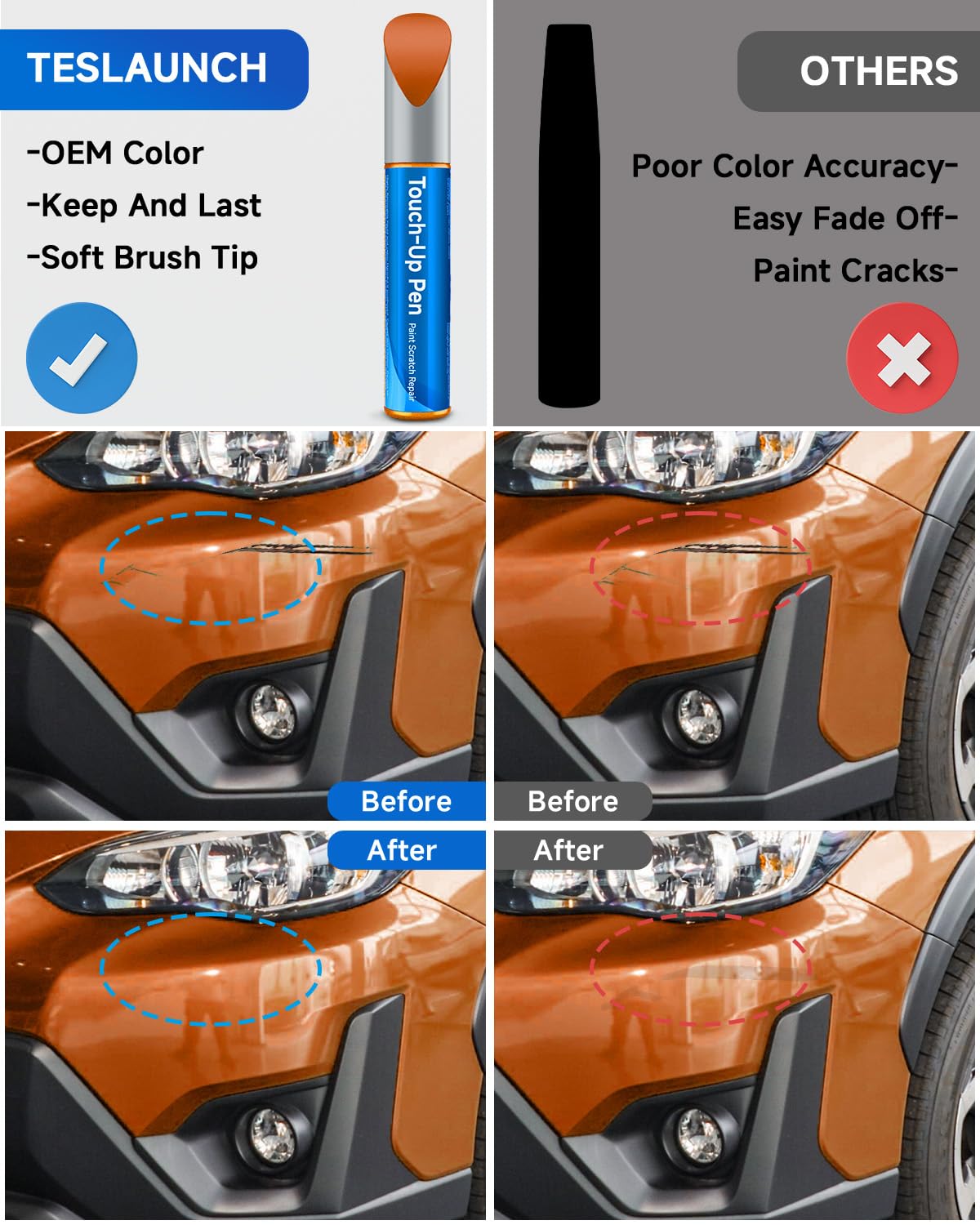 RSACET Touch Up Paint - PAK Sunshine Orange, 0.41 Fl Oz, Compatible with Subaru Crosstrek, Car Scratch Repair