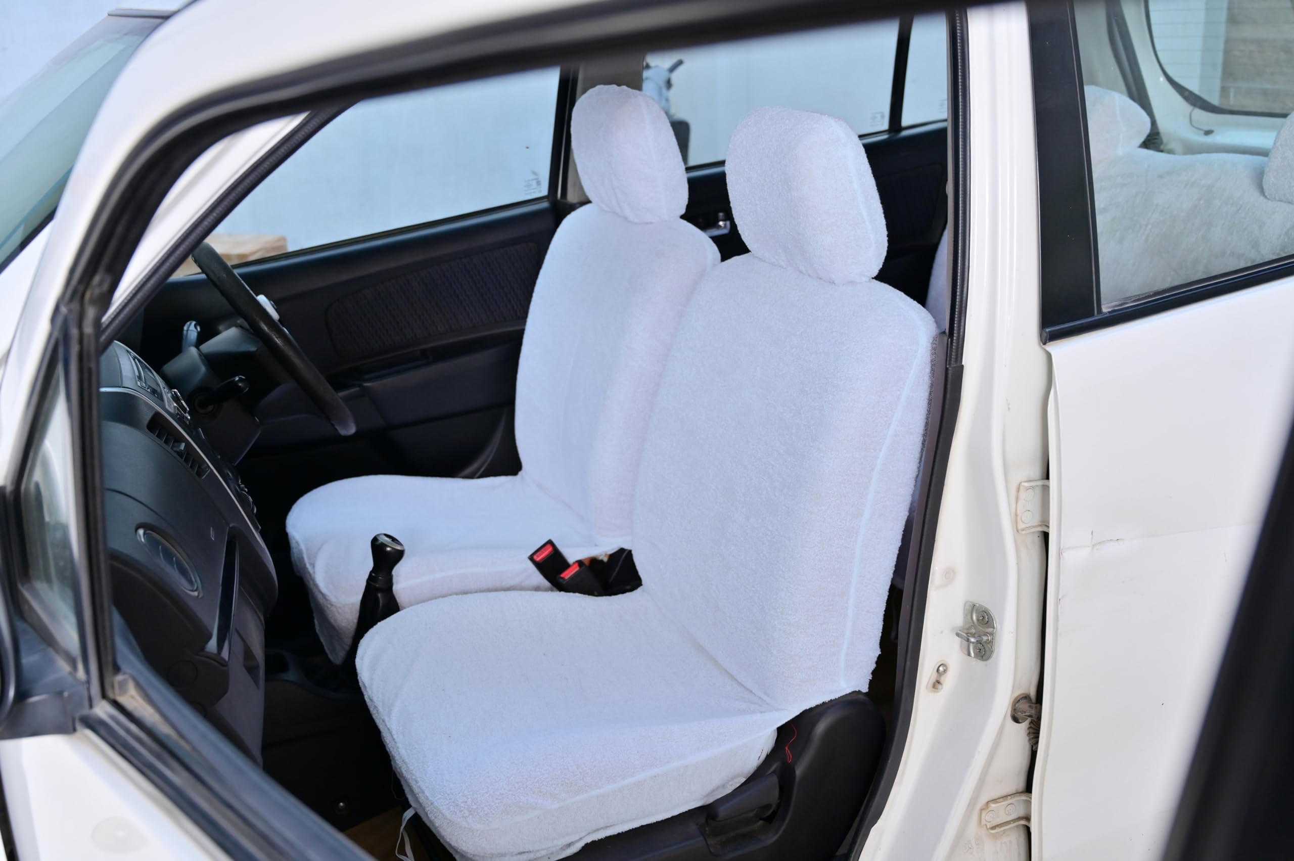Atist Cotton Car Seat Cover for Hyundai Creta (5 Seater) (All Detachable Headrest) (White)