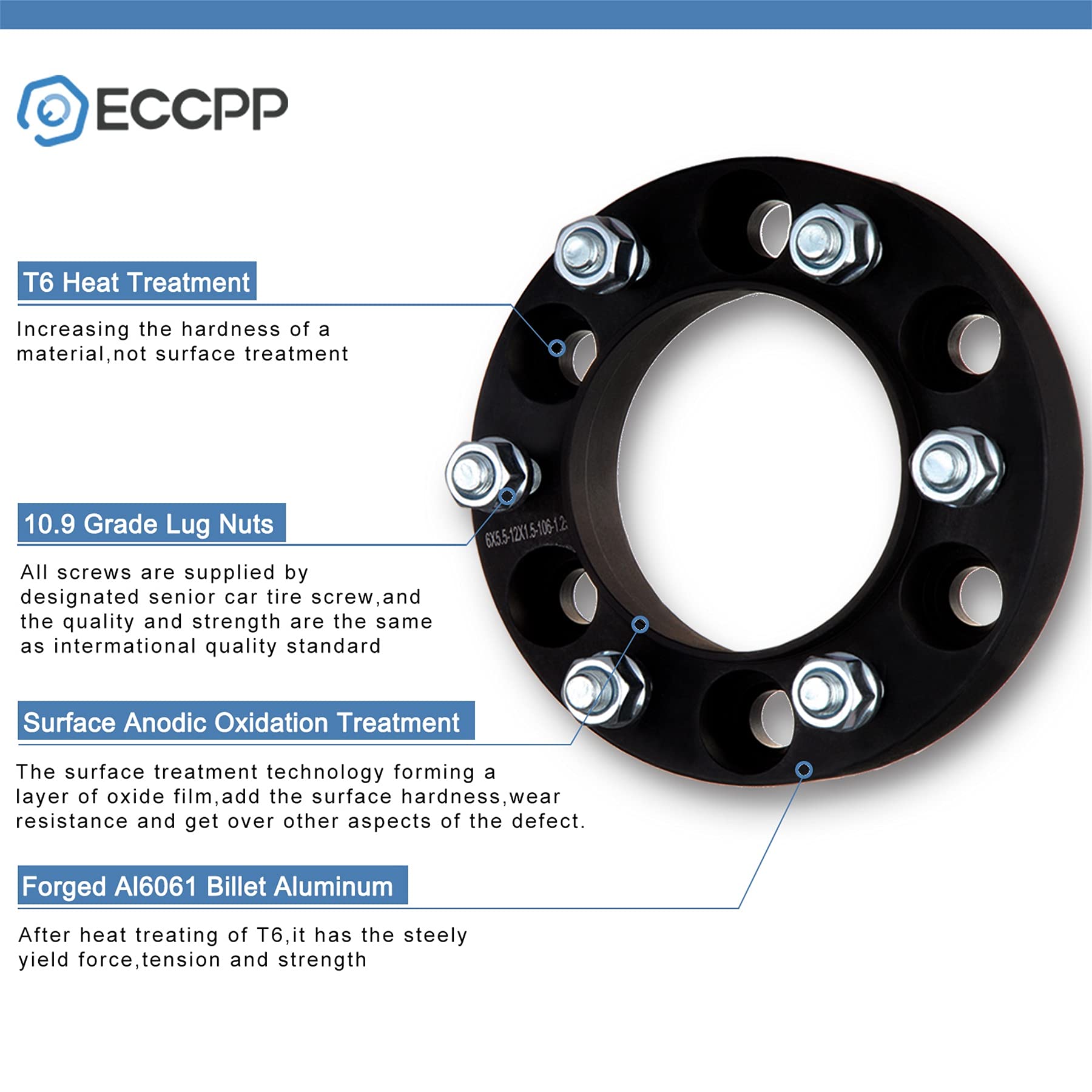 ECCPP 2PCS 6x135mm hub Centric Wheel Spacers 1.25 inch 6 Lug 6x135 to 6x135 87mm 14x2.0 Studs fits for F150 for Expedition for M