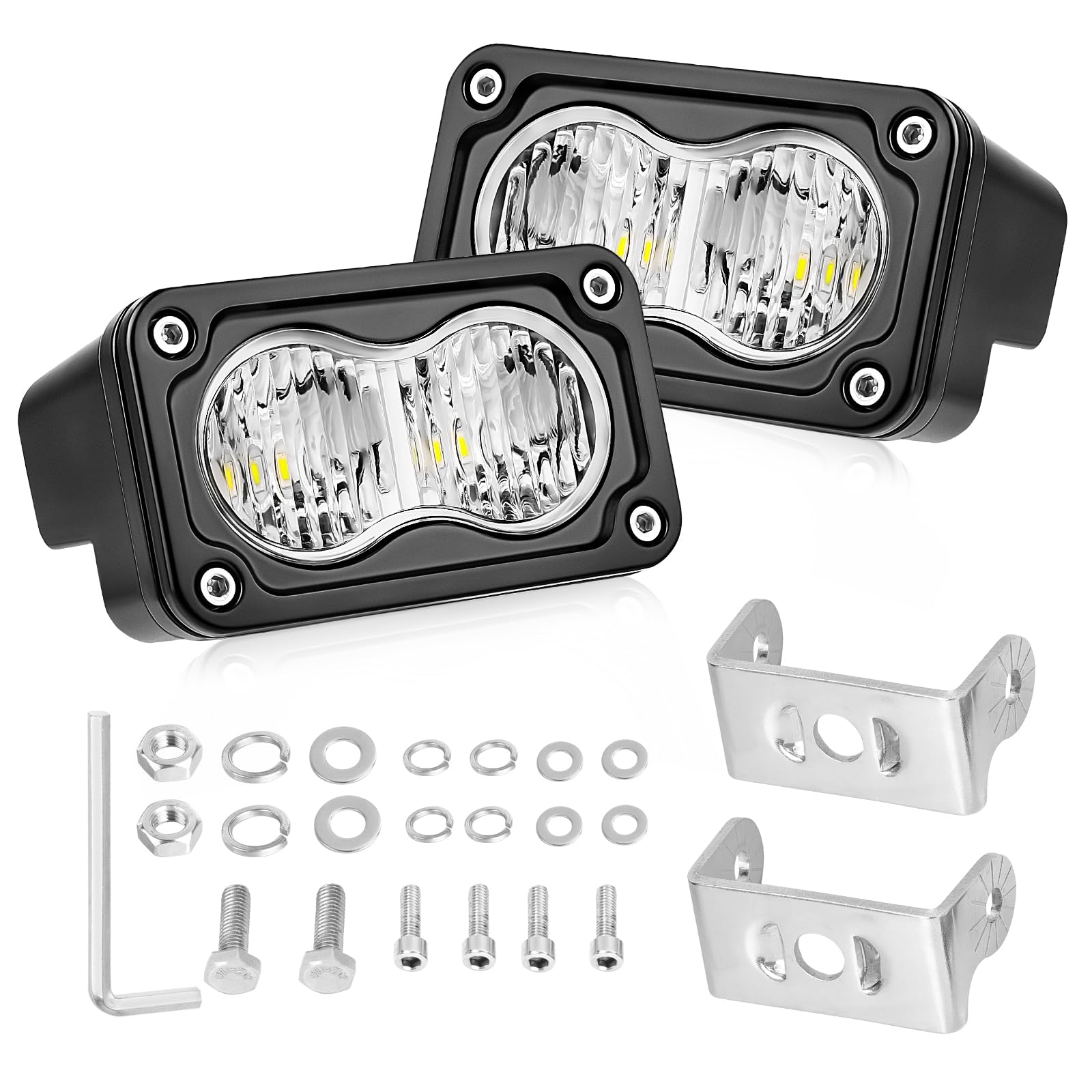 Led Pods, Akd Part 3 Inch Flood Cree Led Off Road Lights 40W Small Driving Light Pods Backup Reverse Lights Fog Pod Lights 2 Pac