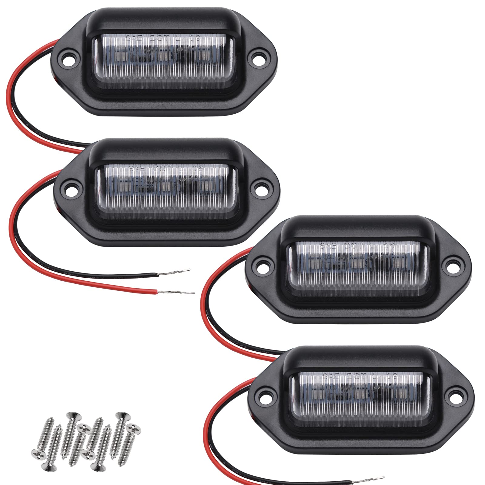 4Pcs Blue Led License Plate Light, 12V-24V Dc Waterproof 6-Smd License Plate Lamp Taillight, Universal For Truck Suv Trailer Van