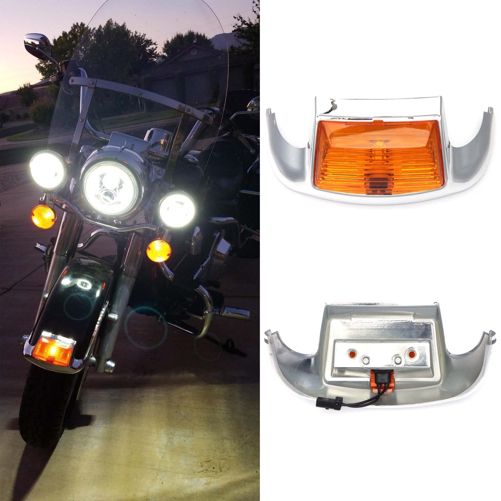 Rich Choices Motorcycle Front Amber Fender Light LED Fender Tip Lights Compatible with Harley Road King Electra Glide Ultra Clas