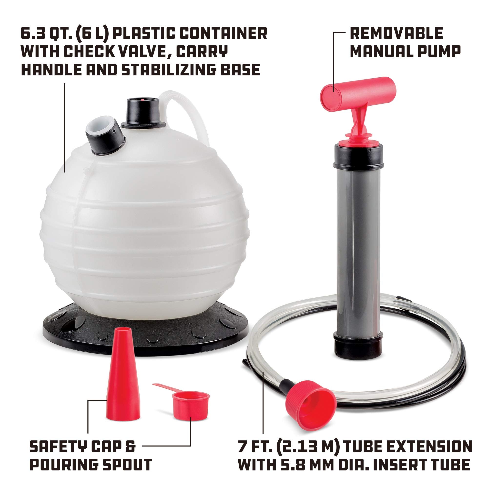 Powerbuilt 6.3 Quart Manual Oil and Fluid Extractor Pump - Black, Model 647570, for Automotive Engine, Transmission, and Radiator Use