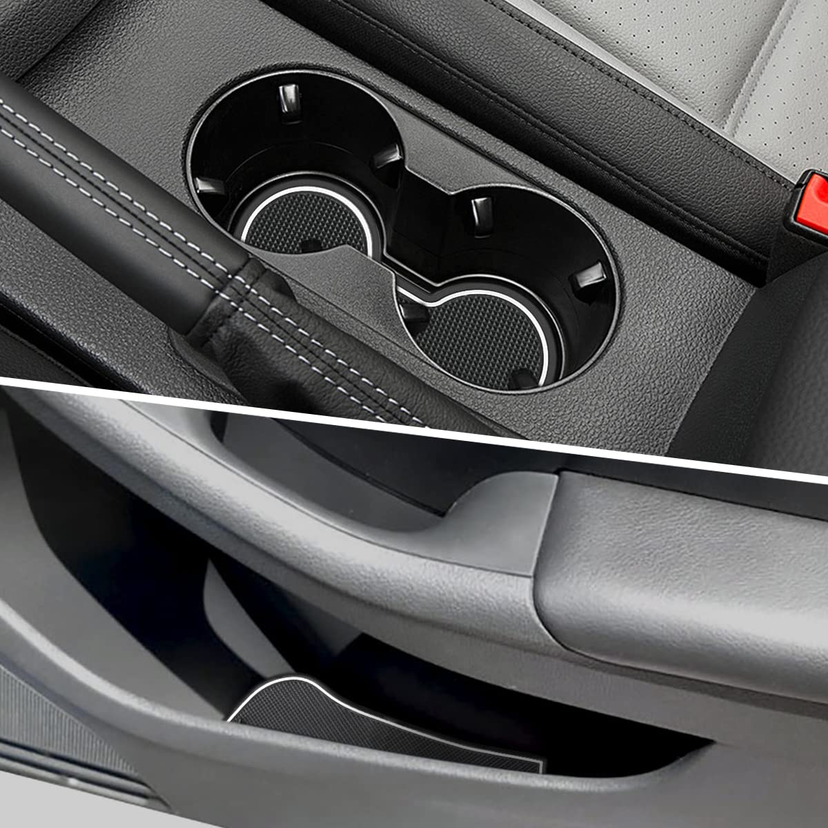 Auovo Anti Dust Mats For Volkswagen Jetta Accessories 2013-2018 Custom Fit Door Compartment Liners Cup Holder Insert Console Liners Anti Dust Mat Pads Car Interior(10Pcs/Set) (White Trim)