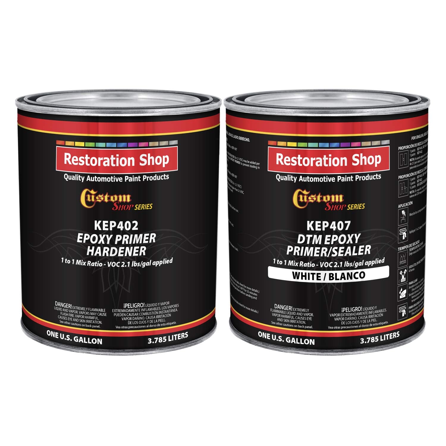 Custom Shop - White Epoxy Primer/Sealer 2.1 Voc (2-Gallon Kit) Anti-Corrosive Dtm High-Performance Primer For Automotive And Ind