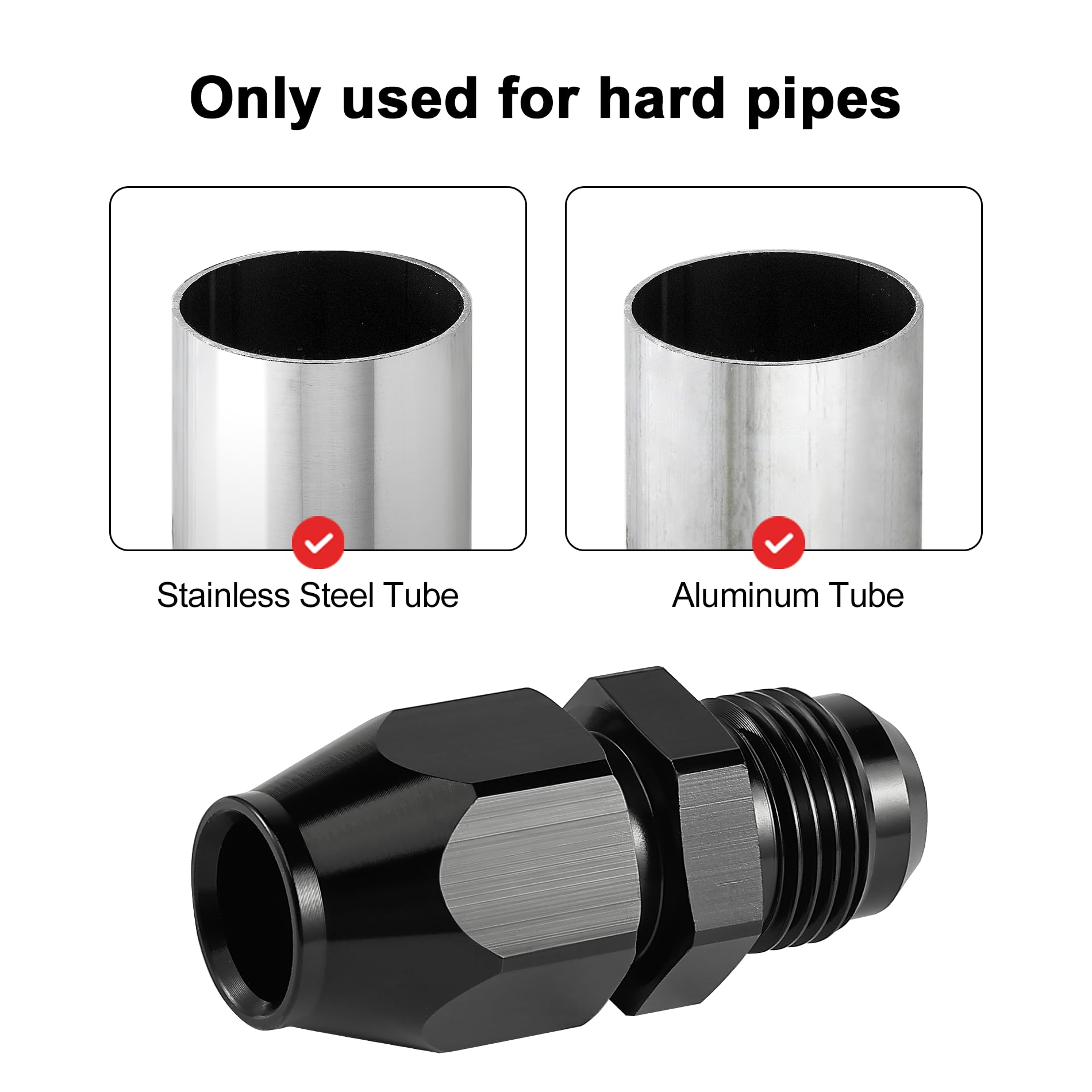 EVIL ENERGY 8AN Male to 1/2'' Hardline Compression Fitting Adapter Aluminum Black