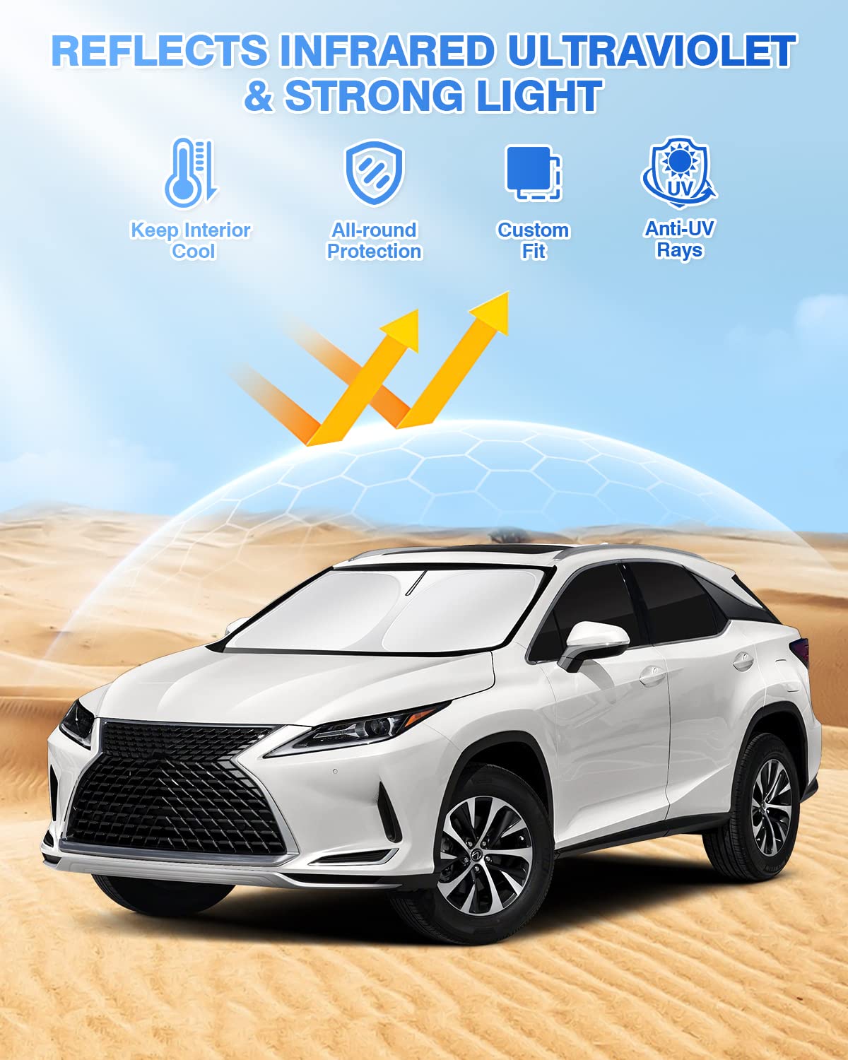 Canvcle Sunshades For 2016-2022 Lexus Rx Accessories Windshield Sun Shade Side Rear Window Shade Cover Sun Visor Shield Privacy