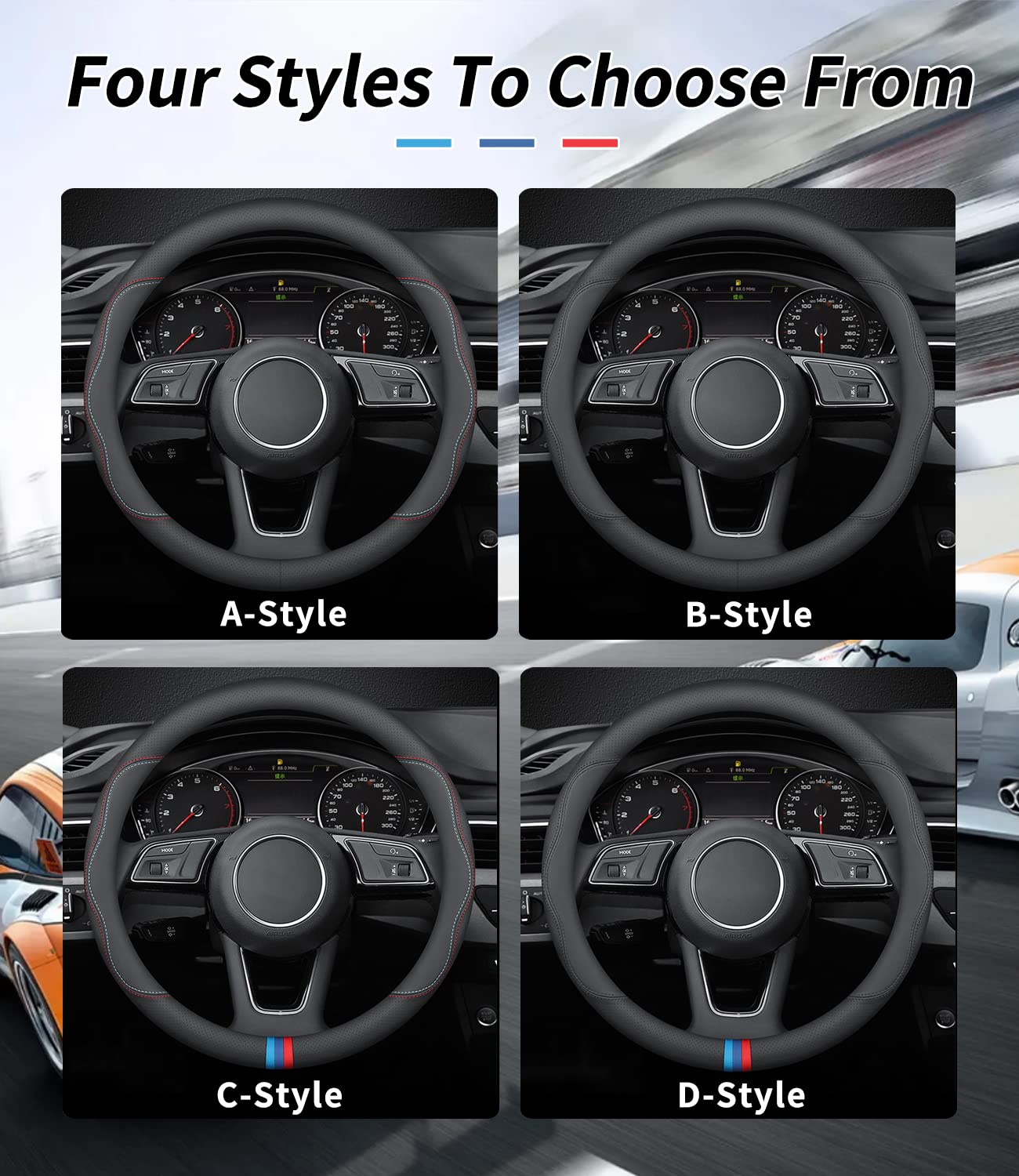 Deer Route Custom-Fit For Subaru Steering Wheel Cover, Premium Leather Car Steering Wheel Cover With Logo, Non-Slip, Breathable,