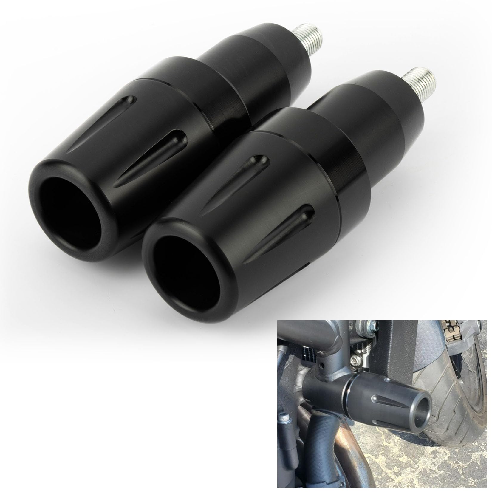 PSLER Motorcycle Frame Sliders - Falling Crash Protector Guards No Cut Kits Black for FZ07 FZ-07 2014-2017,for MT07 MT-07 2018-2