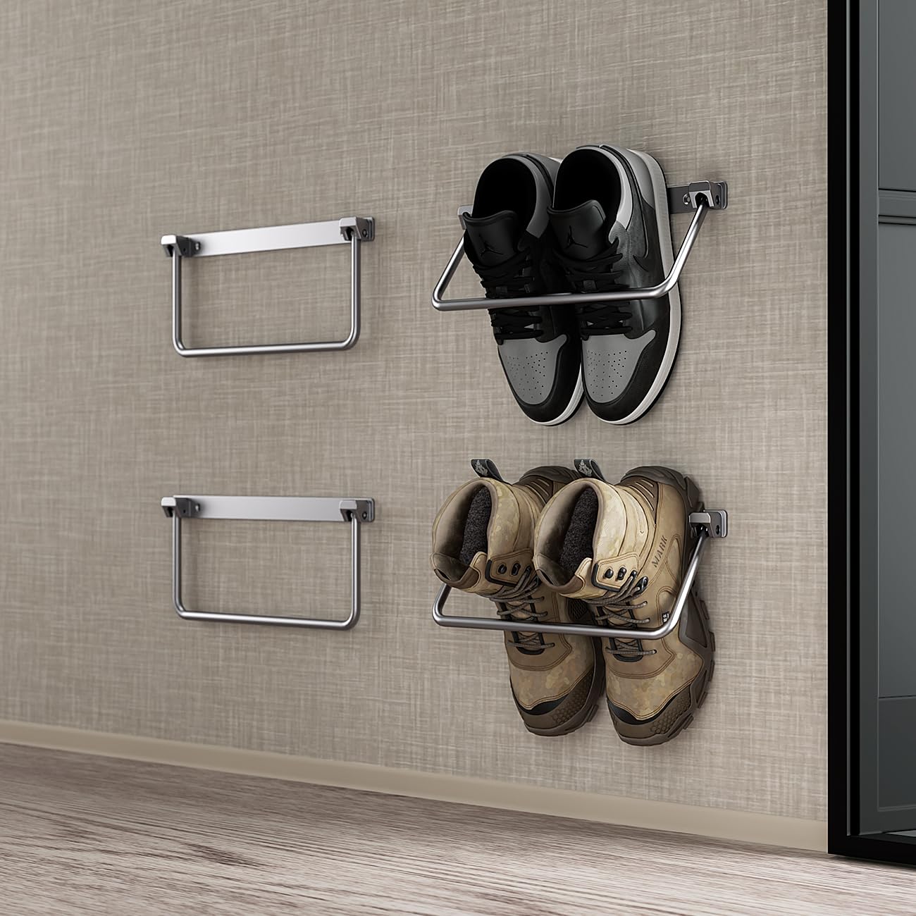 Safoner RV Shoe Storage Solution- Aluminum Camper Shoe Rack, Wall-Mounted Organizer Shelf, Efficient Space-Saving Holder for Var