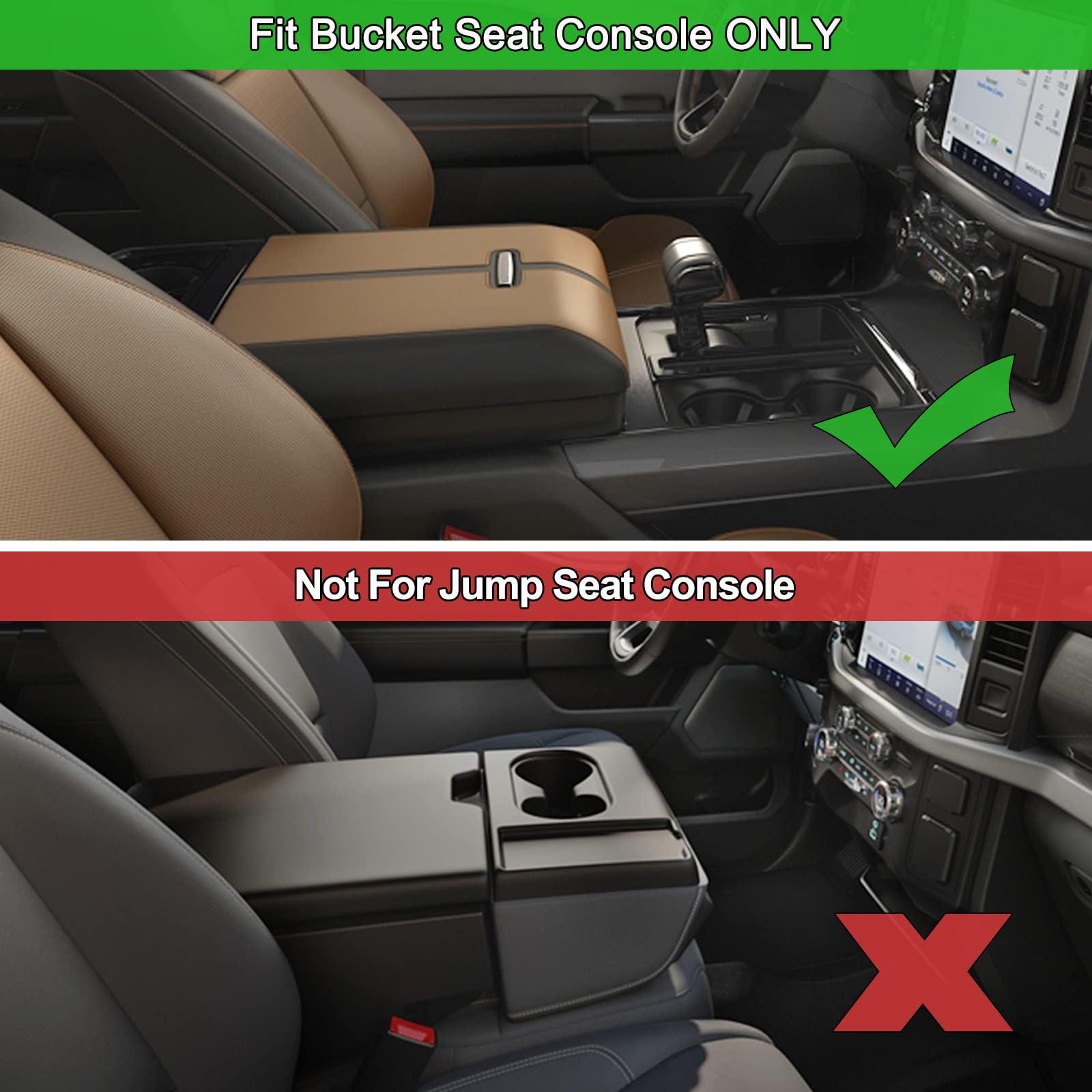 PIMCAR Center Console Organizer for Ford F150 2021-2023, ABS Plastic, Half-Tray Black, Model 20211028