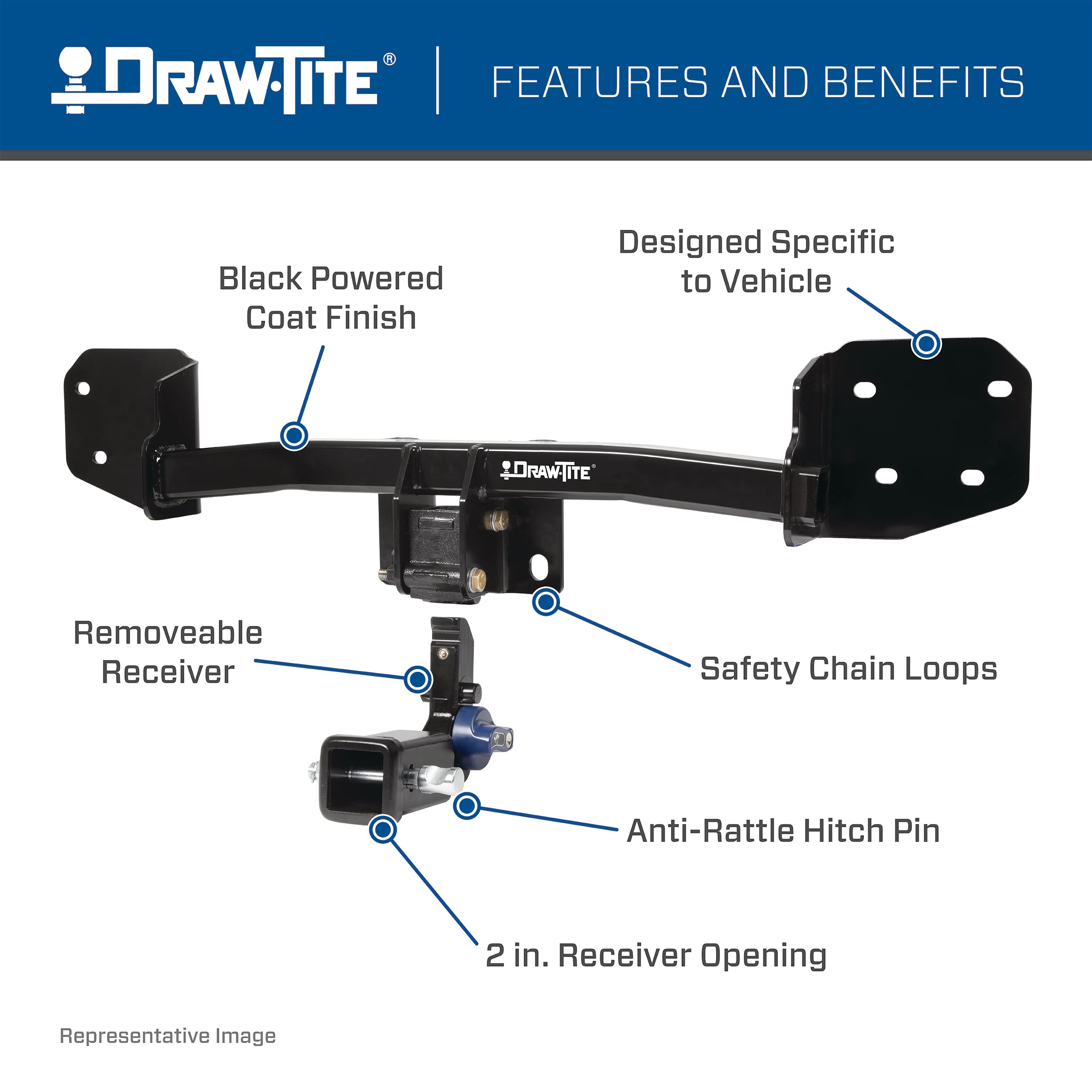 Draw-Tite Hidden Hitch 76904, Completely Hidden Trailer Hitch, 2 In. Removable Receiver, Black, Compatible With 2013 - 2020 Niss