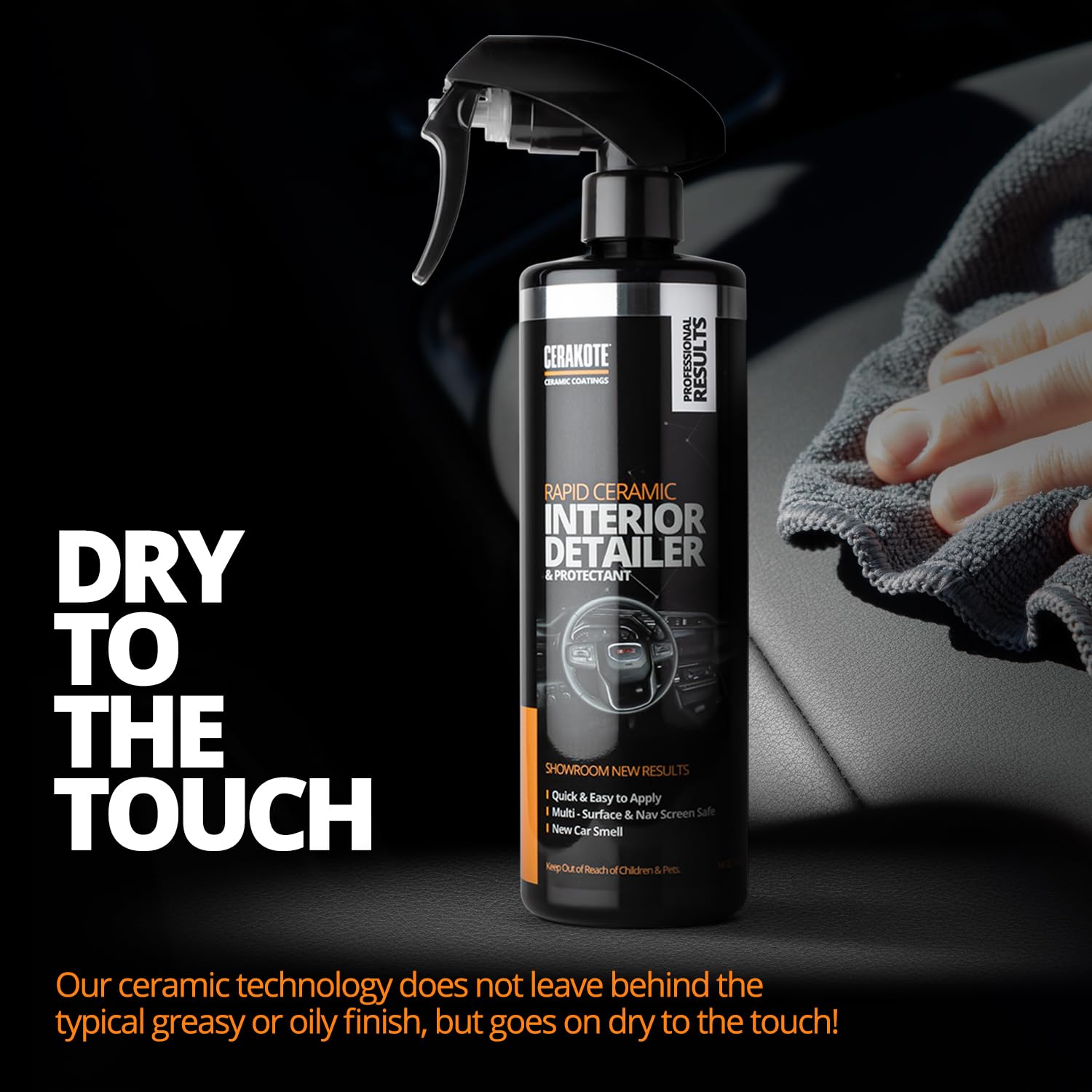 CERAKOTE Rapid Ceramic Interior Detailer and Protectant (28 fl oz.) - Quick and Easy - Multi-Surface Safe - Interior Car Cleaner