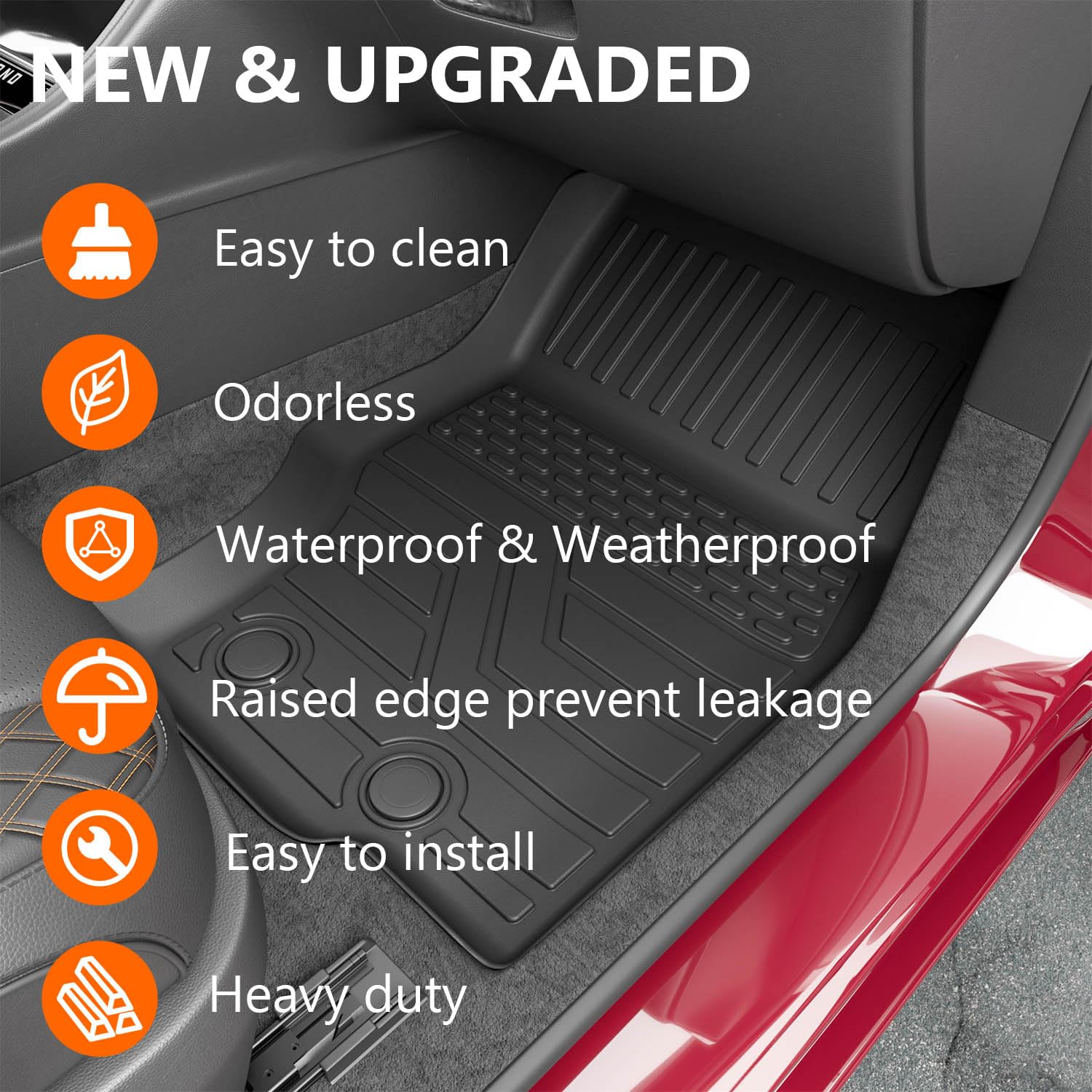 powoq 7 Seats Floor Mat Set for 2021-2025 Jeep Grand Cherokee L - TPE Cargo & Backrest Mats - Compatible with Grand Cherokee L