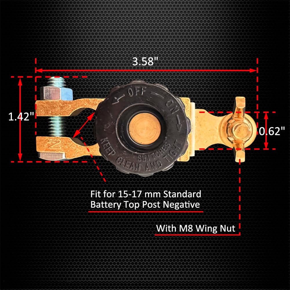 Top Post Battery Disconnect Switch, Ampper Battery Master Switch Isolator W/ M8 Wing Nut For Power Disconnect Cut Off (2 Pack)