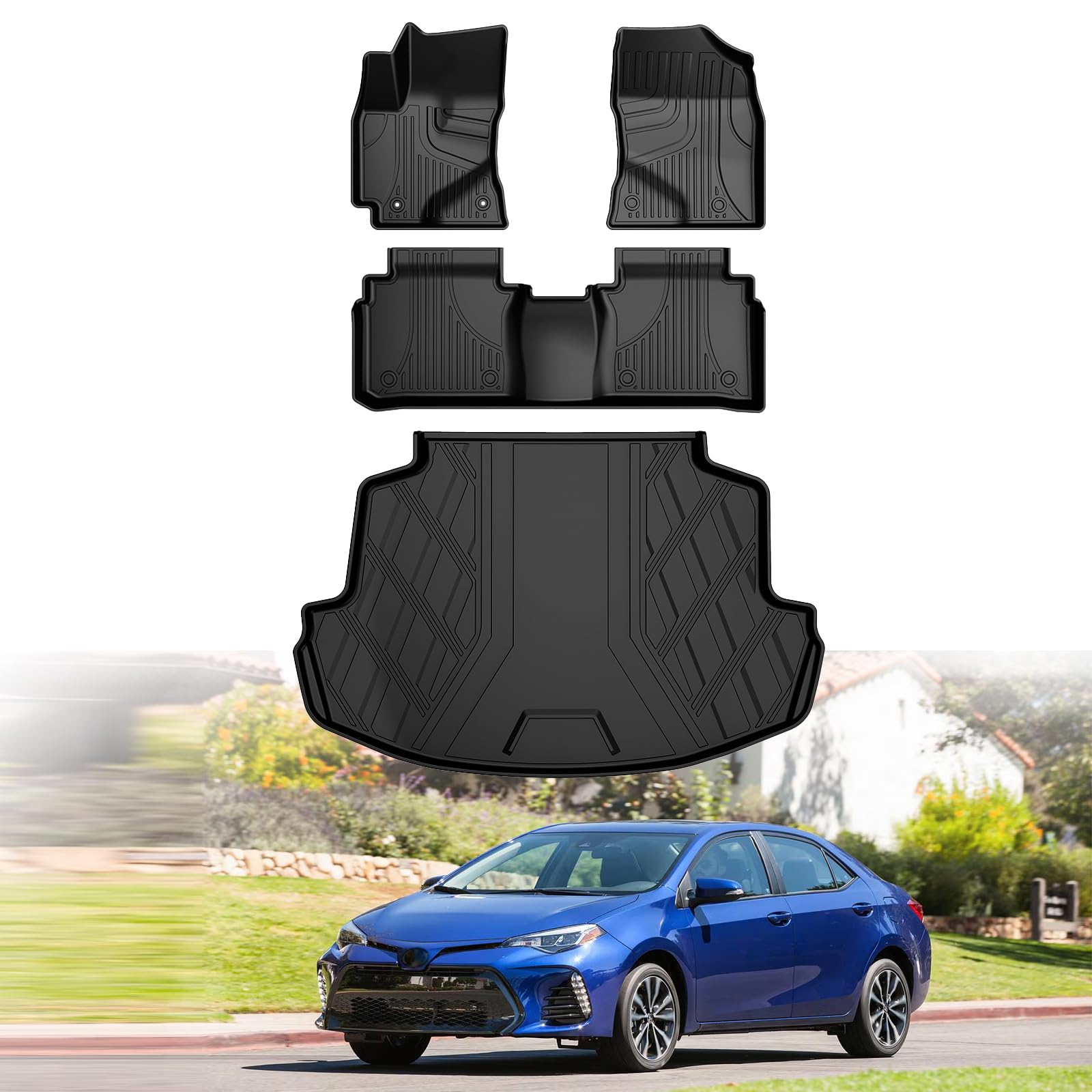 Aomsazto Floor Mats Compatible With Toyota Camry: All Weather 2018-2024 Hybrid Camry Rubber Floor Liners & Cargo Mat Set.