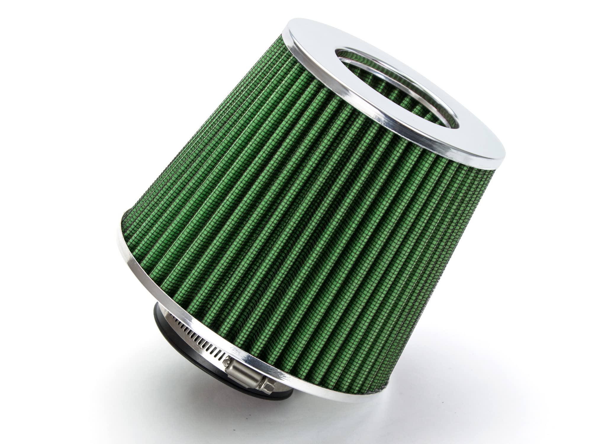 Green 2.5'' 63.5 Mm Inlet Cold Air Intake Cone Replacement Performance Washable Clamp-On Dry Air Filter