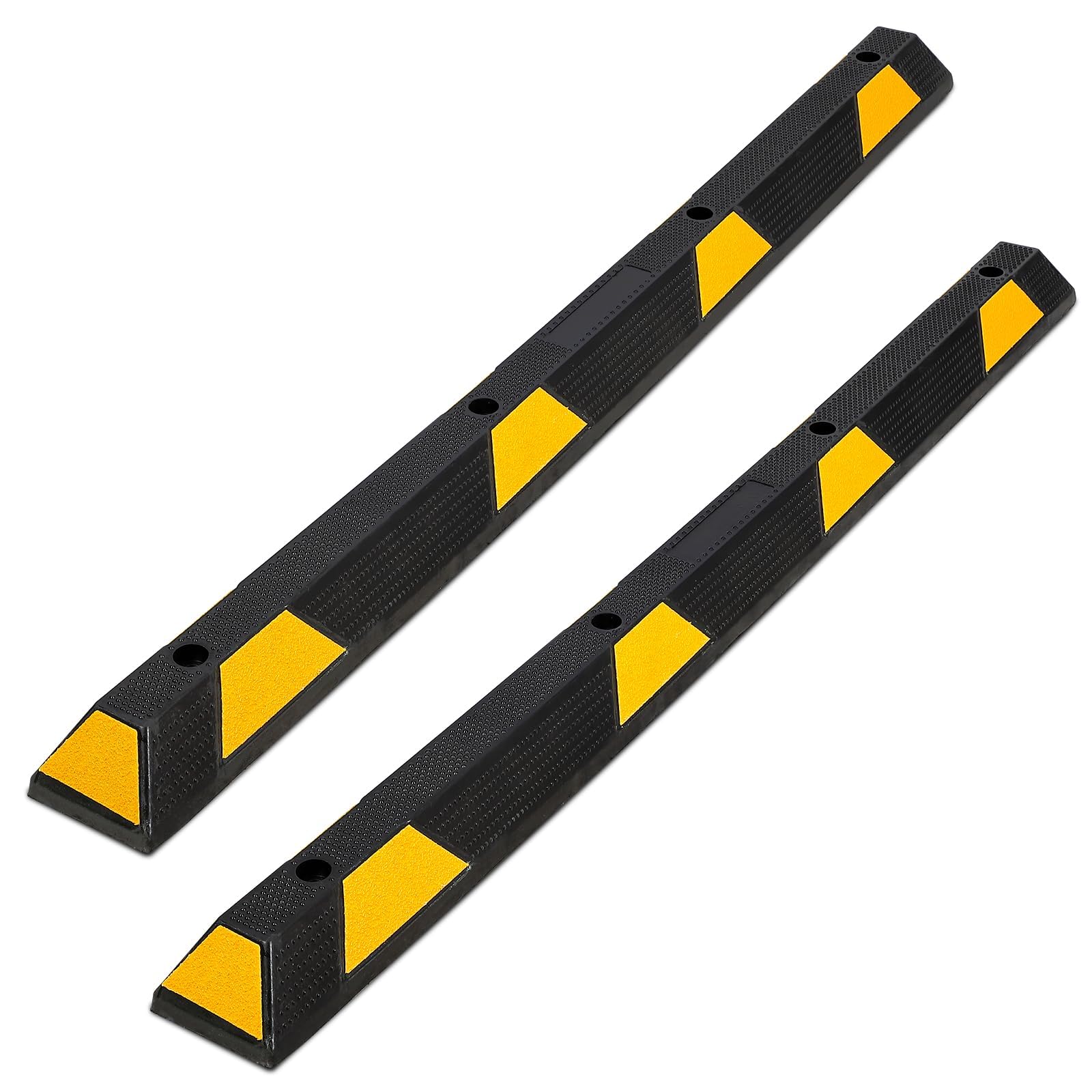 PeacefulHues 2 Pack 72 Heavy Duty Rubber Parking Curb, Parking Garage Floor Stopper with Reflective Stripes, 6 ft Wheel Stoppers