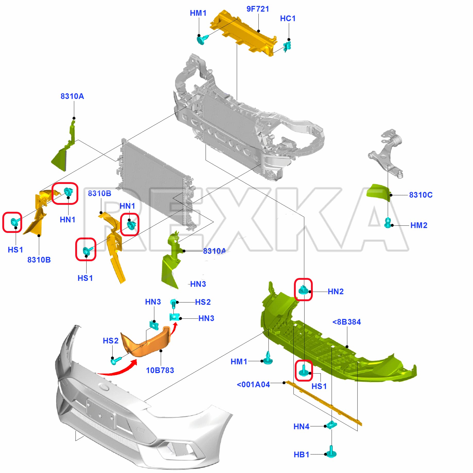 Rexka 10 Sets Engine Splash Shield Screws for Ford - T30 Torx Head Bolts and Grommets for Undertray Engine Fender Liner Deflecto
