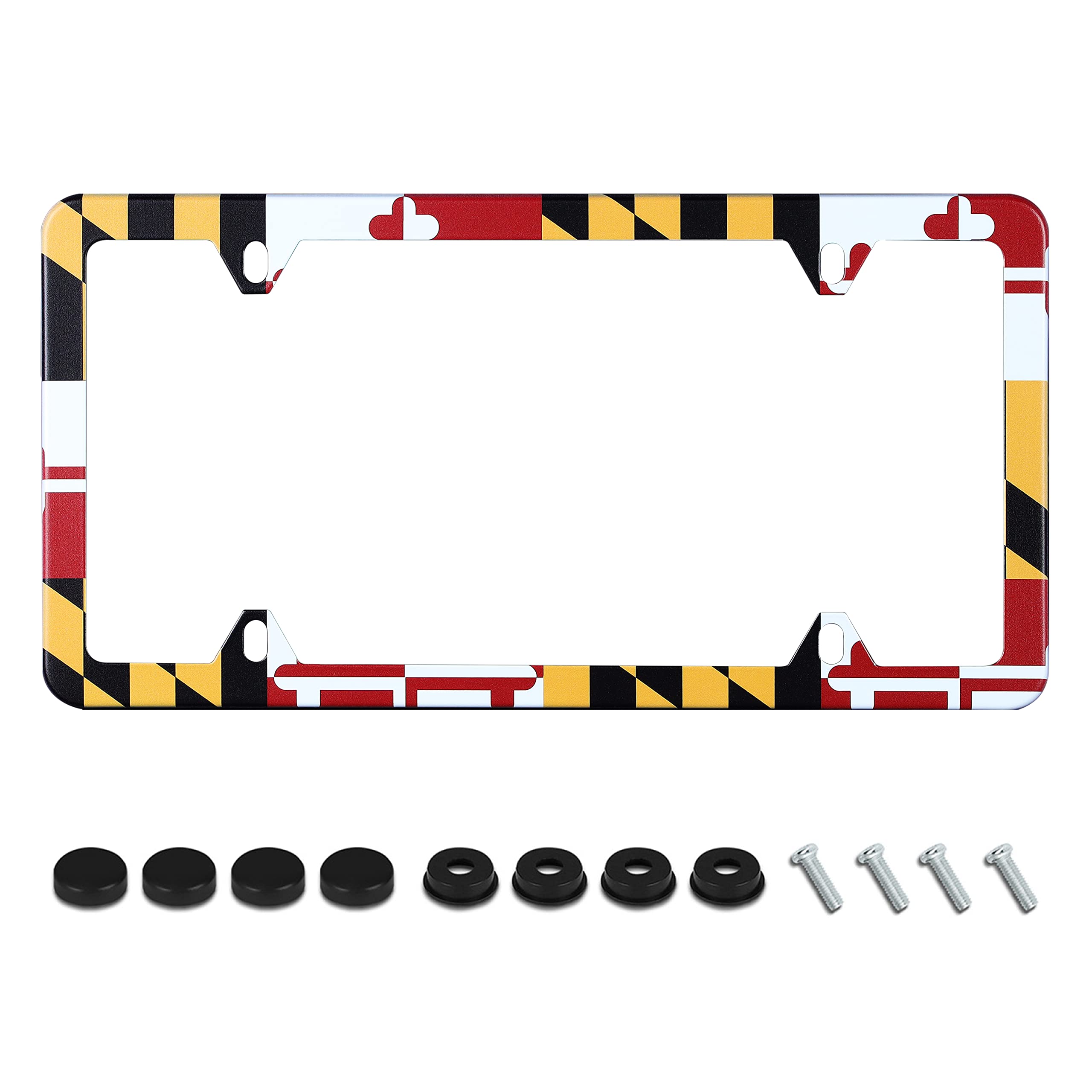 Maryland Flag License Plate Frame State Flags License Plate Holder Stainless Steel Auto Parts Decoration With Screws For Men Wom