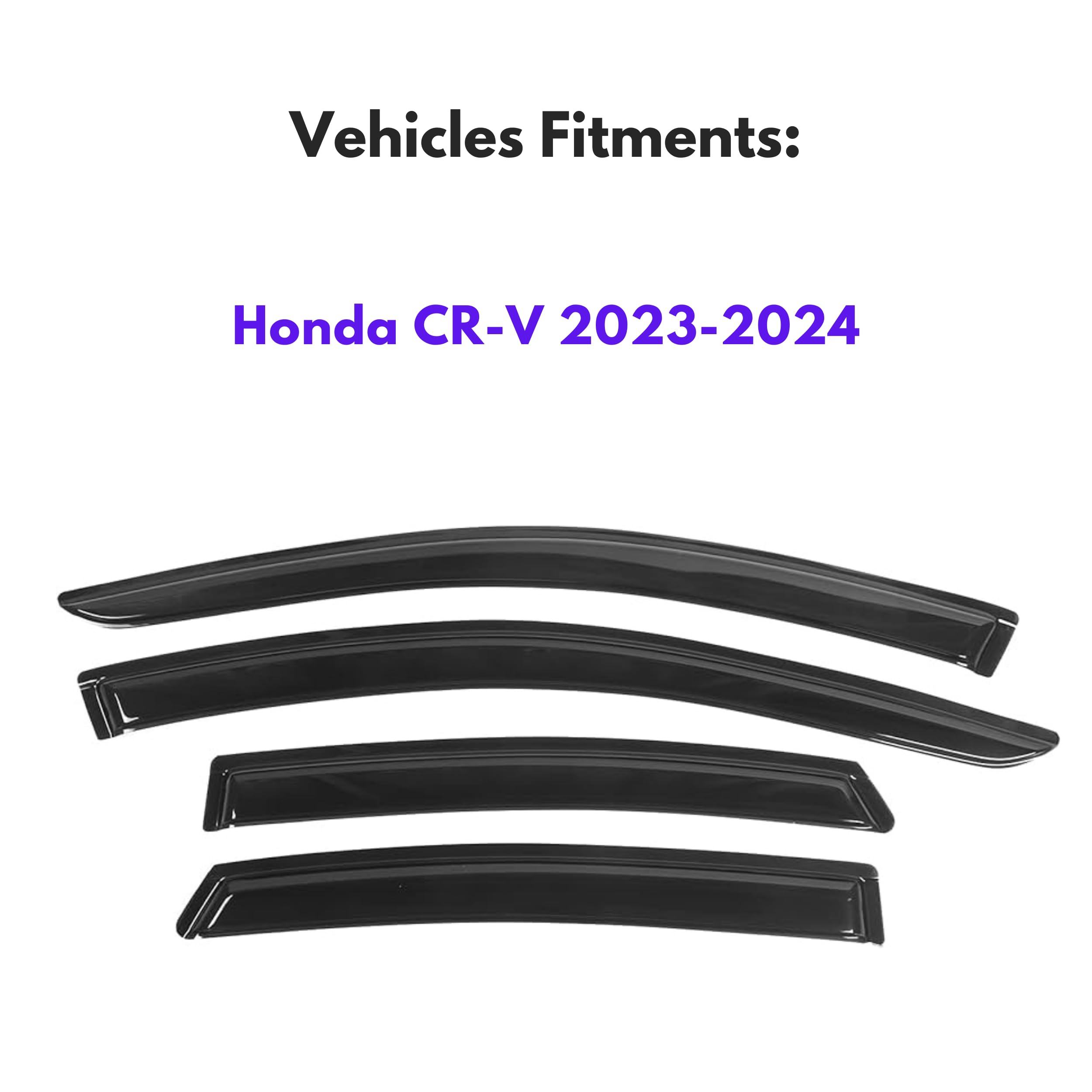 Ig Window Visor For Honda Cr-V (Crv) 2023-2024, Rain Guard Tape-On Extra Durable Sun Wind Side Vent Window Deflector Mugen Style