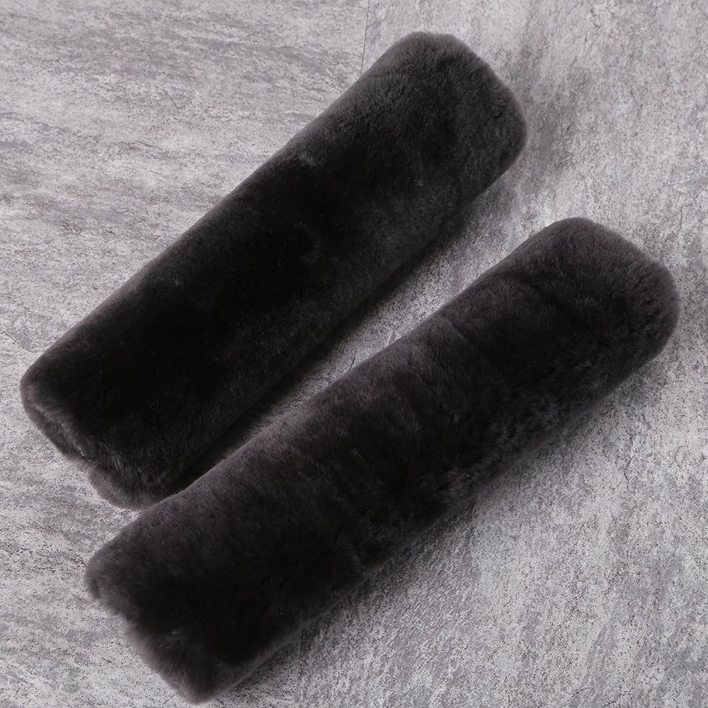 2 Pack Automotive Authentic Sheepskin Car Seat Belt Pads, Soft Shoulder Pad, Neck Cushion Protector, Genuine Natural Merino Wool