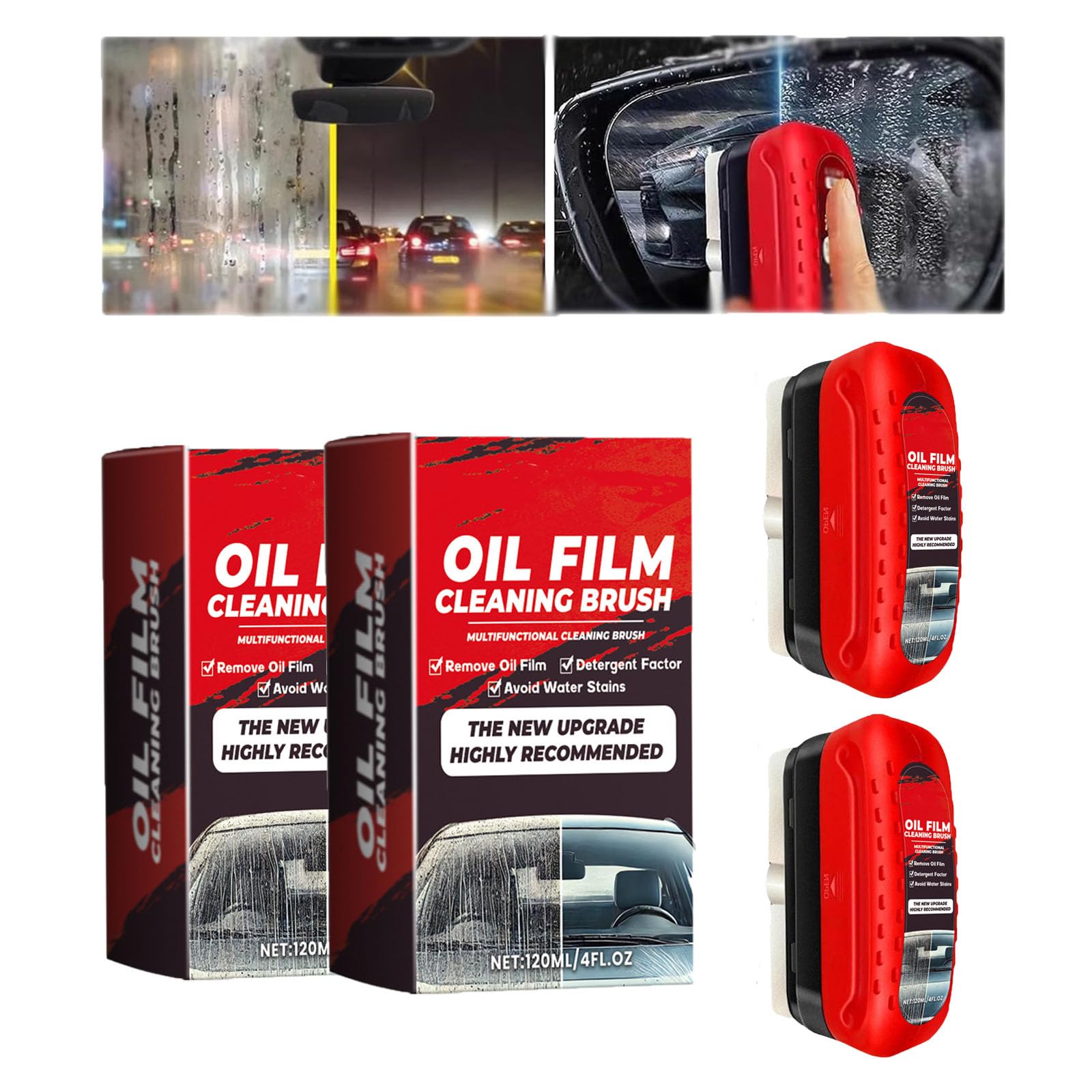 2pack Automotive Oil Film Cleaning Brush New Glass Coating for Windshield Glass Oil Film Remover, Strong Front Windshield Remove