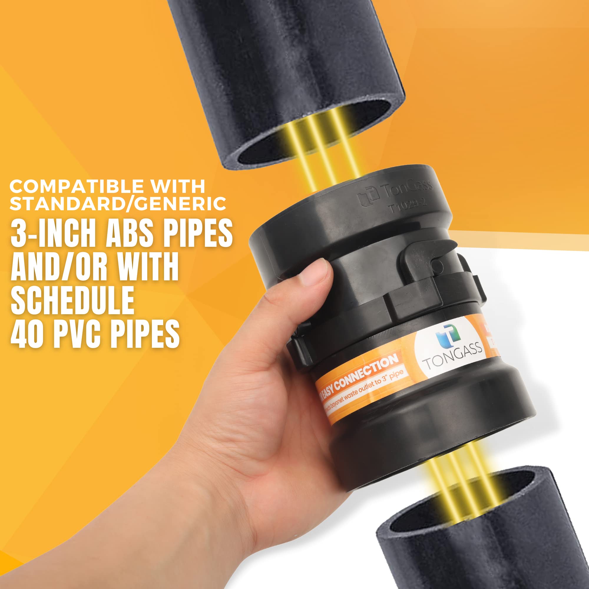 2 X Combo Pack Rv Sewer Hose Fitting Adapter - Pvc Connection & Termination Adapter - 3'' Hub X Bayonet Hooks