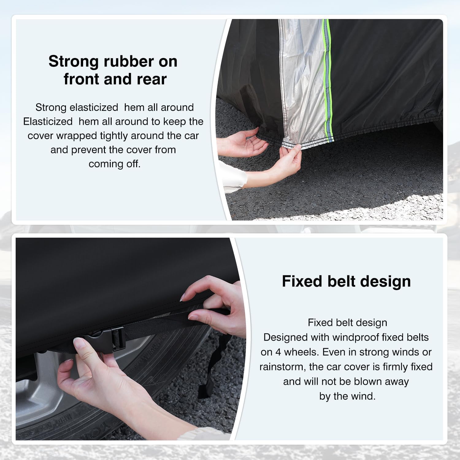 Cartist 420D Car Cover for Chevy Trailblazer 2011-2026, Black/Silver, Waterproof, UV Protection, Reflective Strips, Model CAR0181