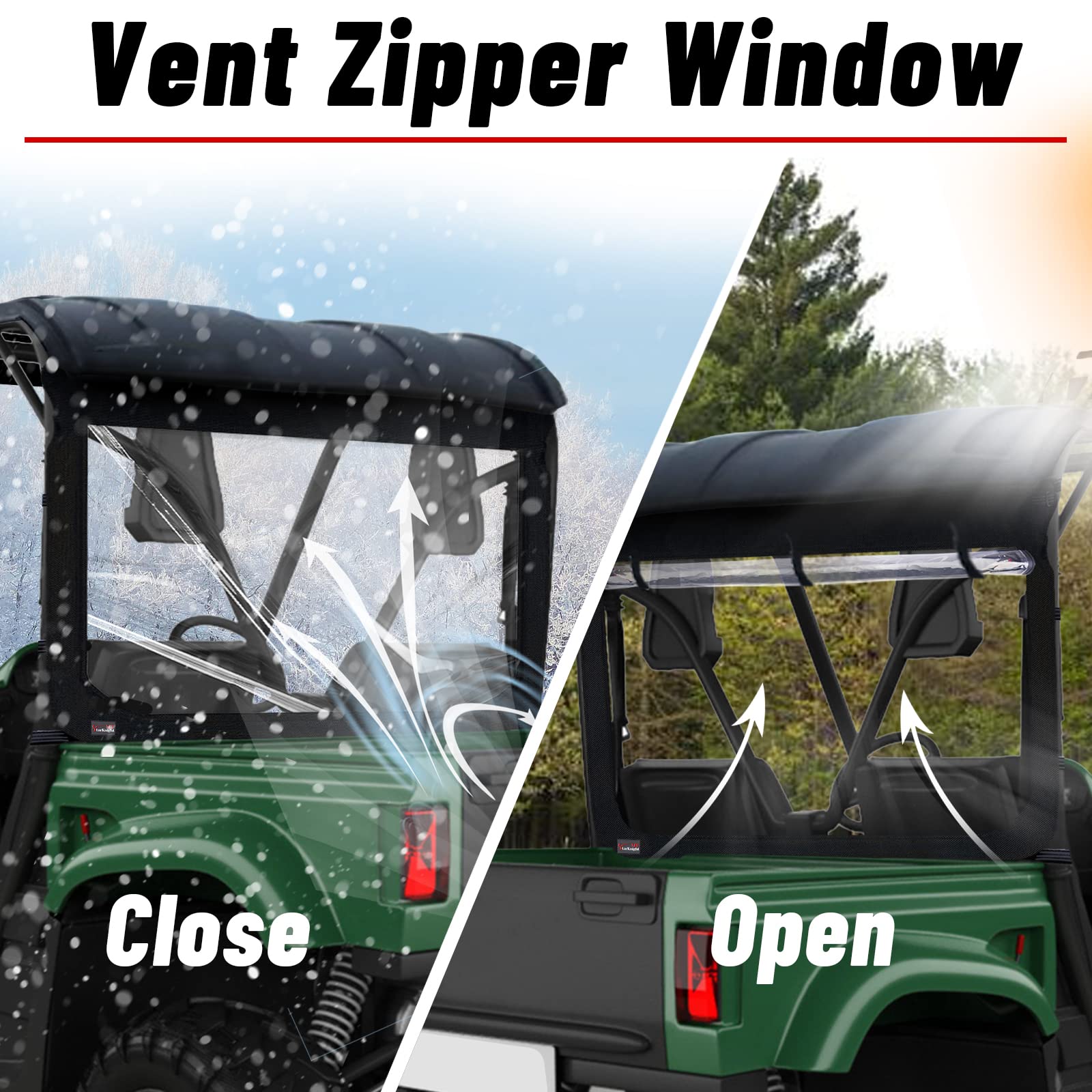 Rhino UTV Rear Windshield - StarknightMT Soft Back Window With Zipper Compatible With Rhino 450 660 700 Massimo MSU500 Hisun 500