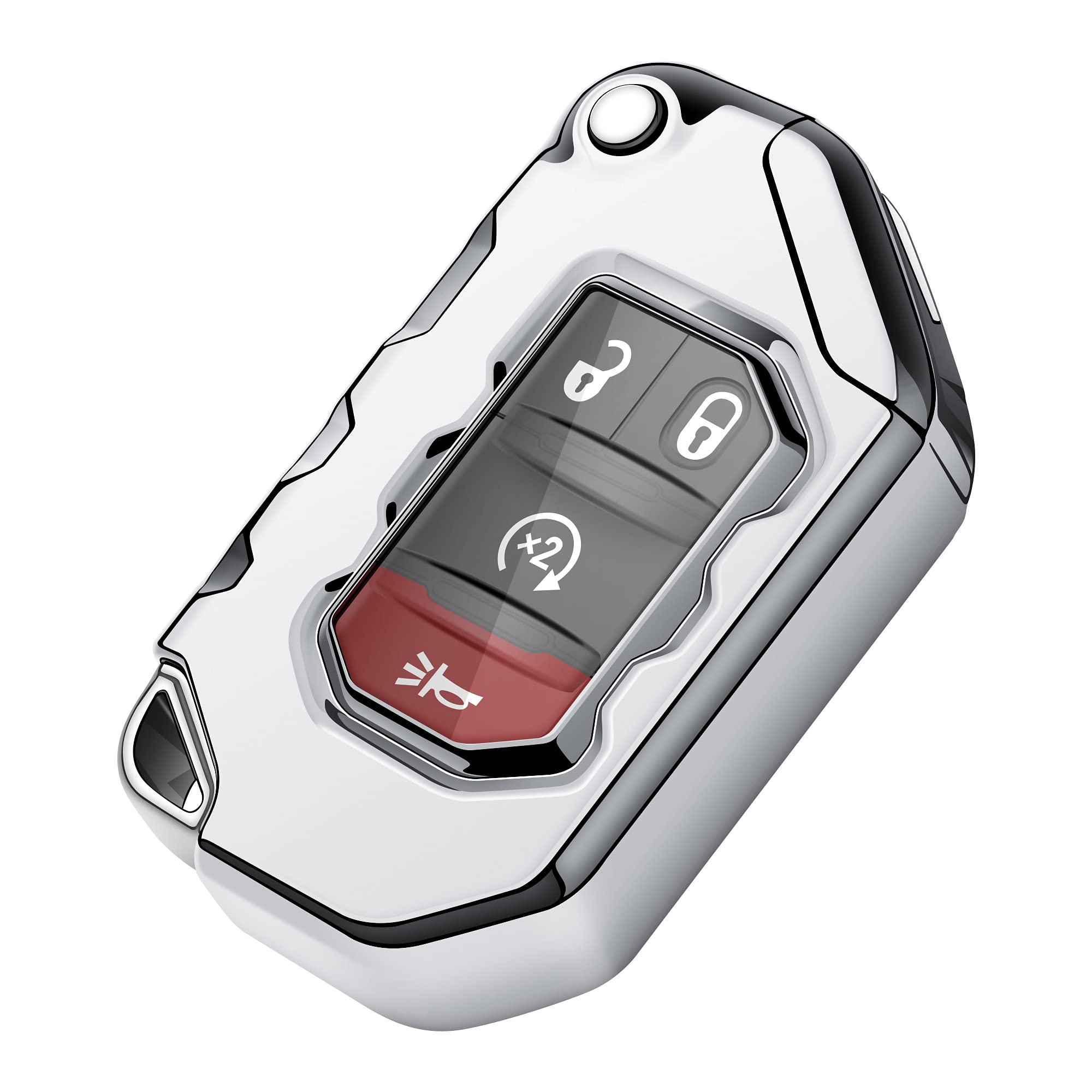 Tukellen For Jeep Key Fob Cover Premium Soft Full Protection Key Shell Key Case Compatible With Jeep 2020 2021 Gladiator Jt Sahara Jlu 2018-2021 Jeep Wrangler Jl Jlu Rubicon(Silver)