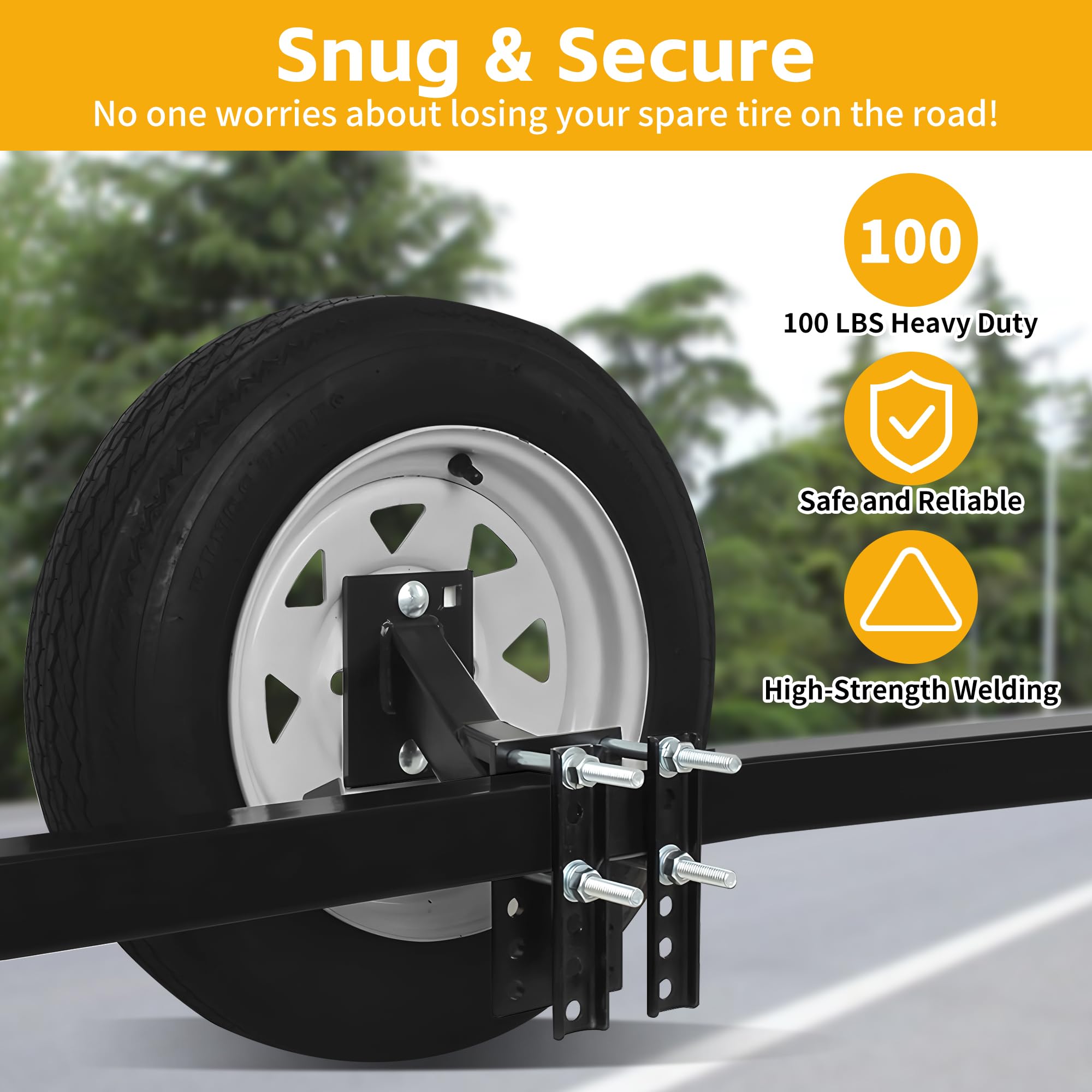 Maxxhaul 50214 Spare Tire Carrier Mount For Utility Boat Trailer Bracket Holds 4 Lugs (4 On 4'' Bolt Pattern) And 5 Lugs (5 On 4
