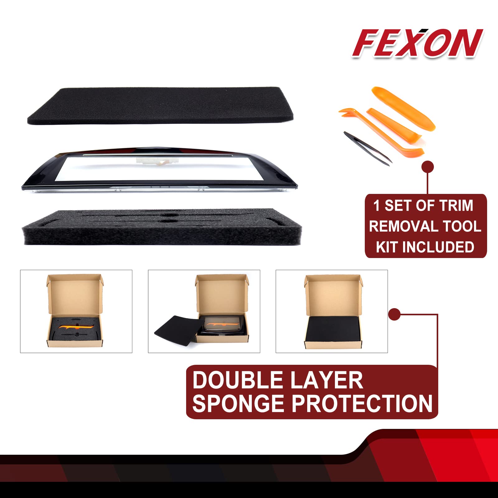 FEXON CUE Touch Screen Display for Cadillac ATS Escalade SRX XTS CTS 2013-2017 with Free Trim Tool, Model KZ-TSD-0001