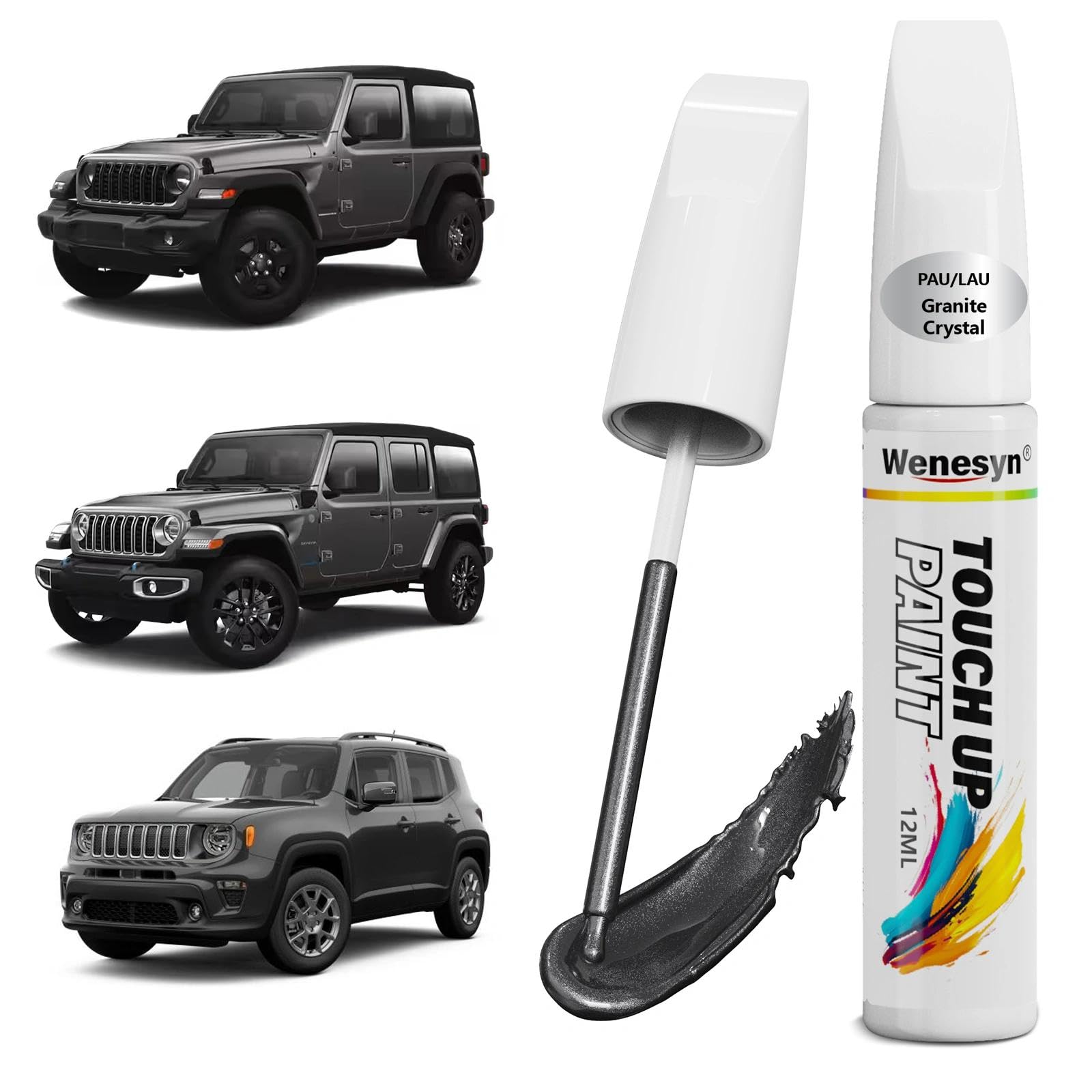 Wenesyn PAU/LAU Granite Crystal Touch Up Paint Compatible with Jeep, Car Paint Scratch Remover, Automotive Paints Exact Match Gr