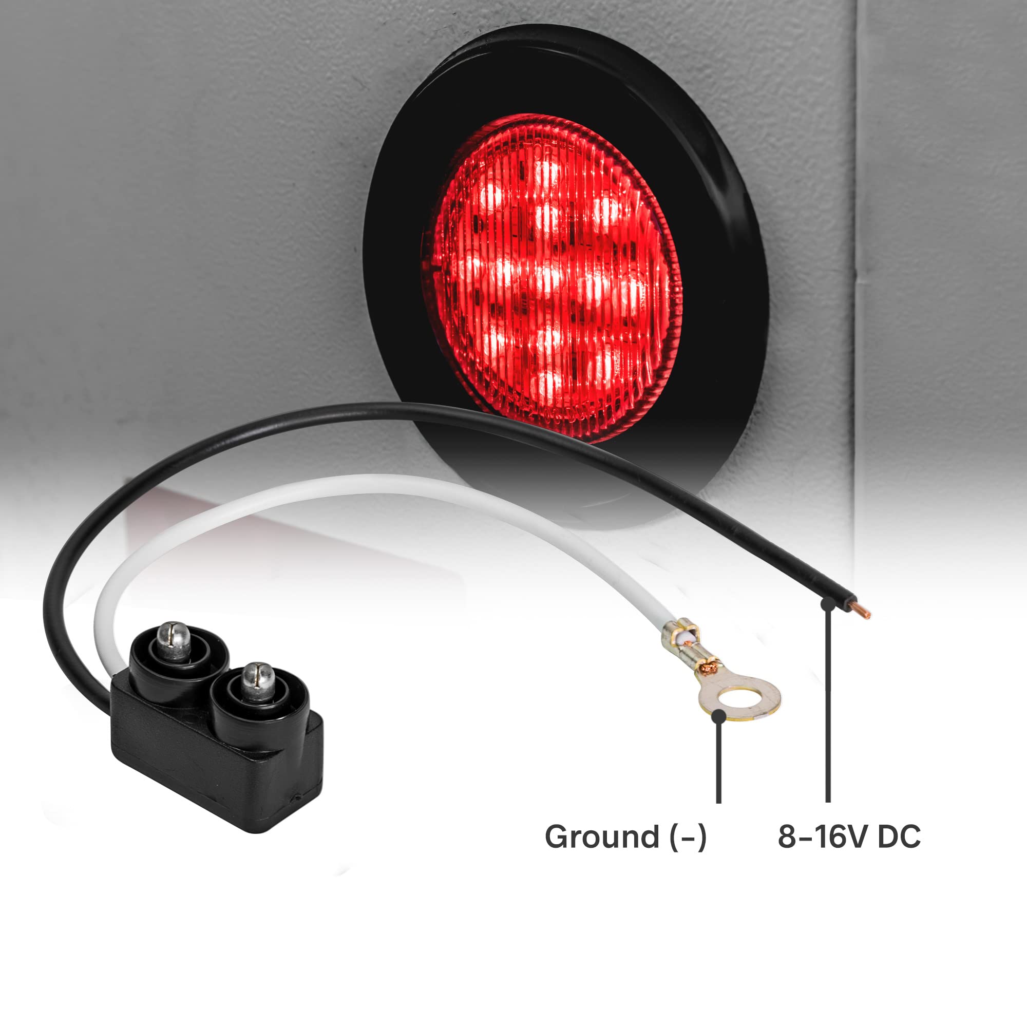 True Mods 2Pc 2.5'' 12V Amber + Red Round Led Clearance Side Marker Light Kit [Dot Approved] [Reflector Lens] [Grommet & Plugs]