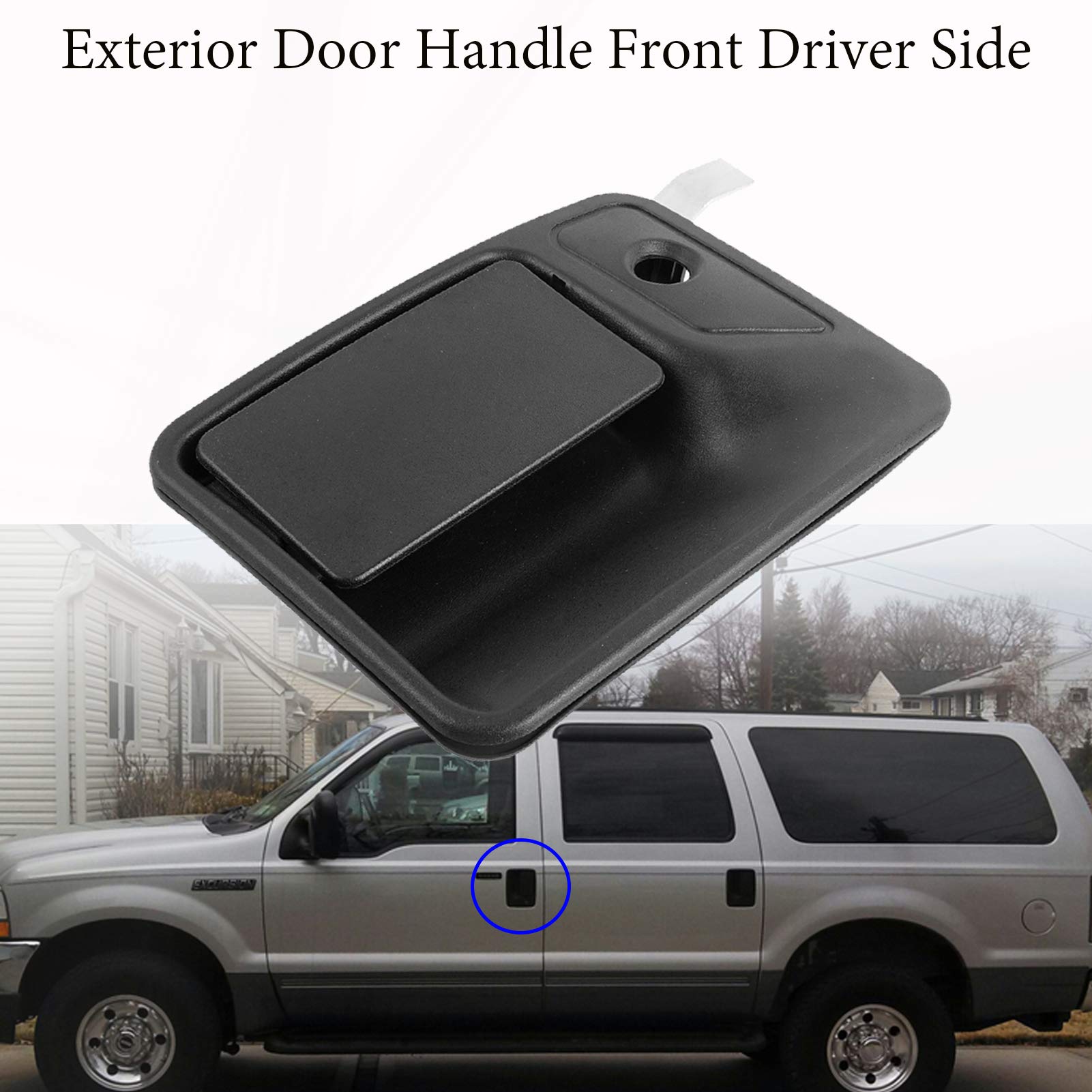 Front Left Driver Side Exterior Outside Door Handle Compatible With 1999-2016 Ford F250 F350 F450 F550 Super Duty, 2000-2005 Excursion, 2000-2015 F650, 2000-2013 F750 Replaces# 79306