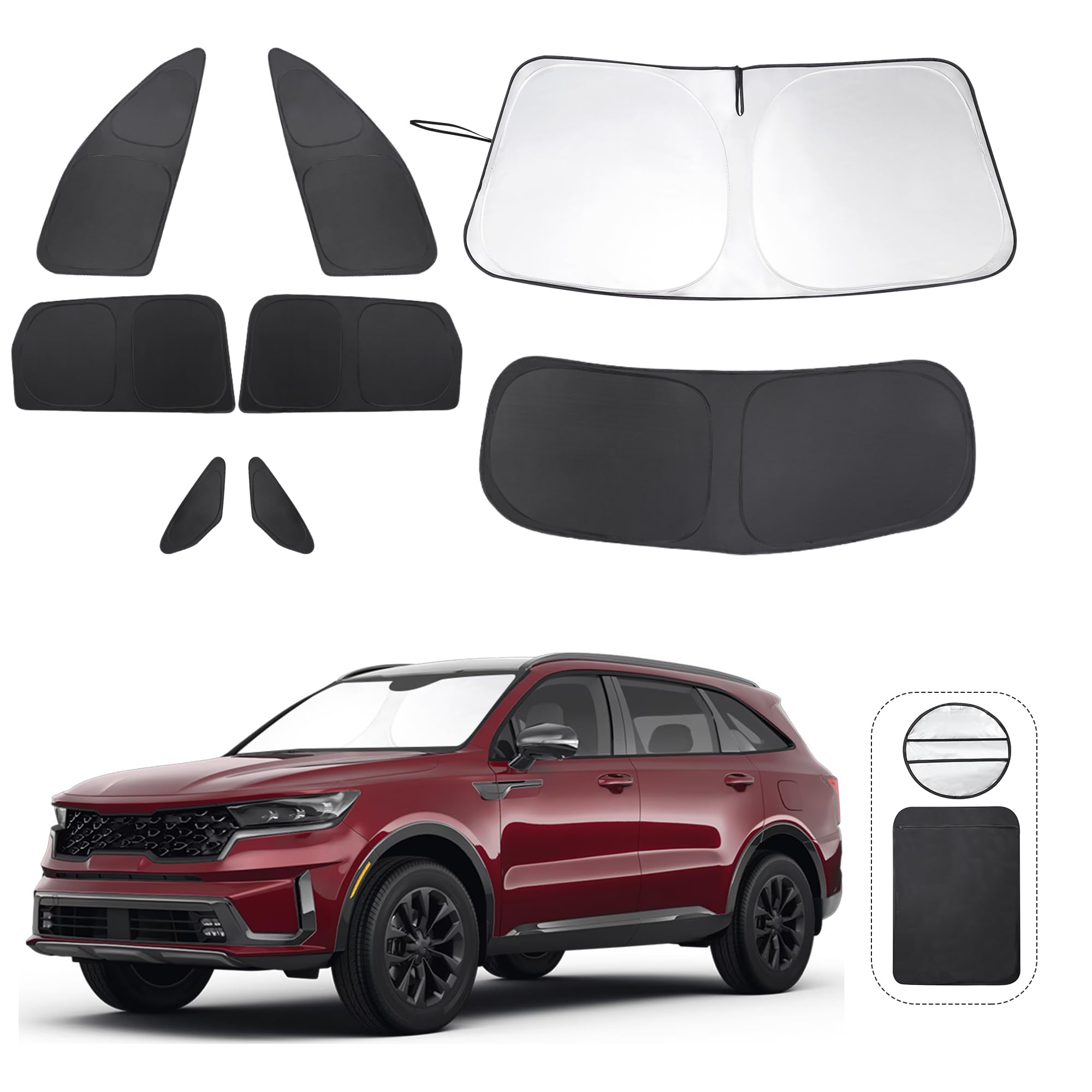 Tinglu Window Shades For Kia Sorento Suv 2021-2024 2025 Accessories Side Full Windows Rear Triangular Windshield Sun Shade Sun U