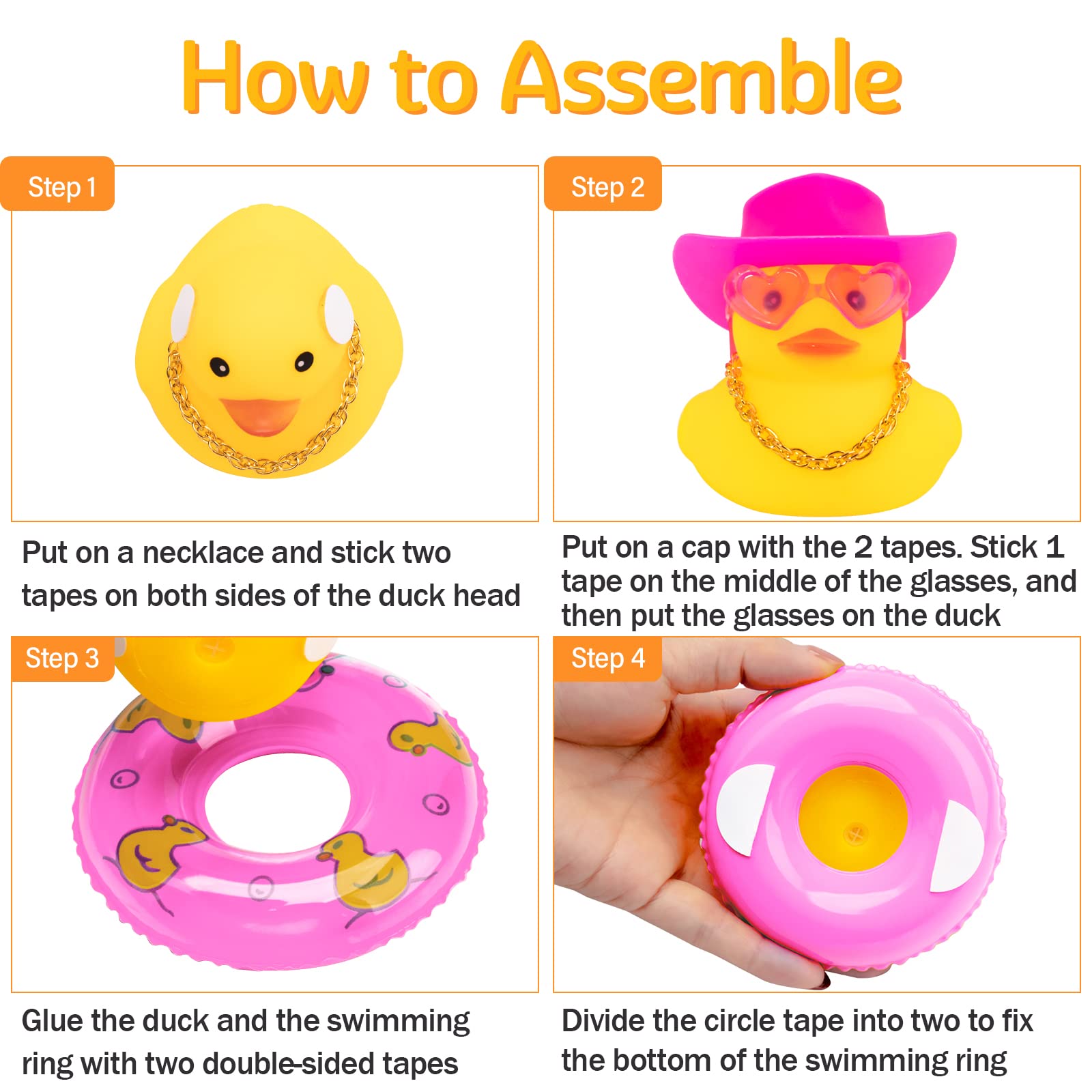 wonuu Car Rubber Duck Dashboard Ornament - Small Rubber Decoration with I_red Heart Glasses & Pink Hat